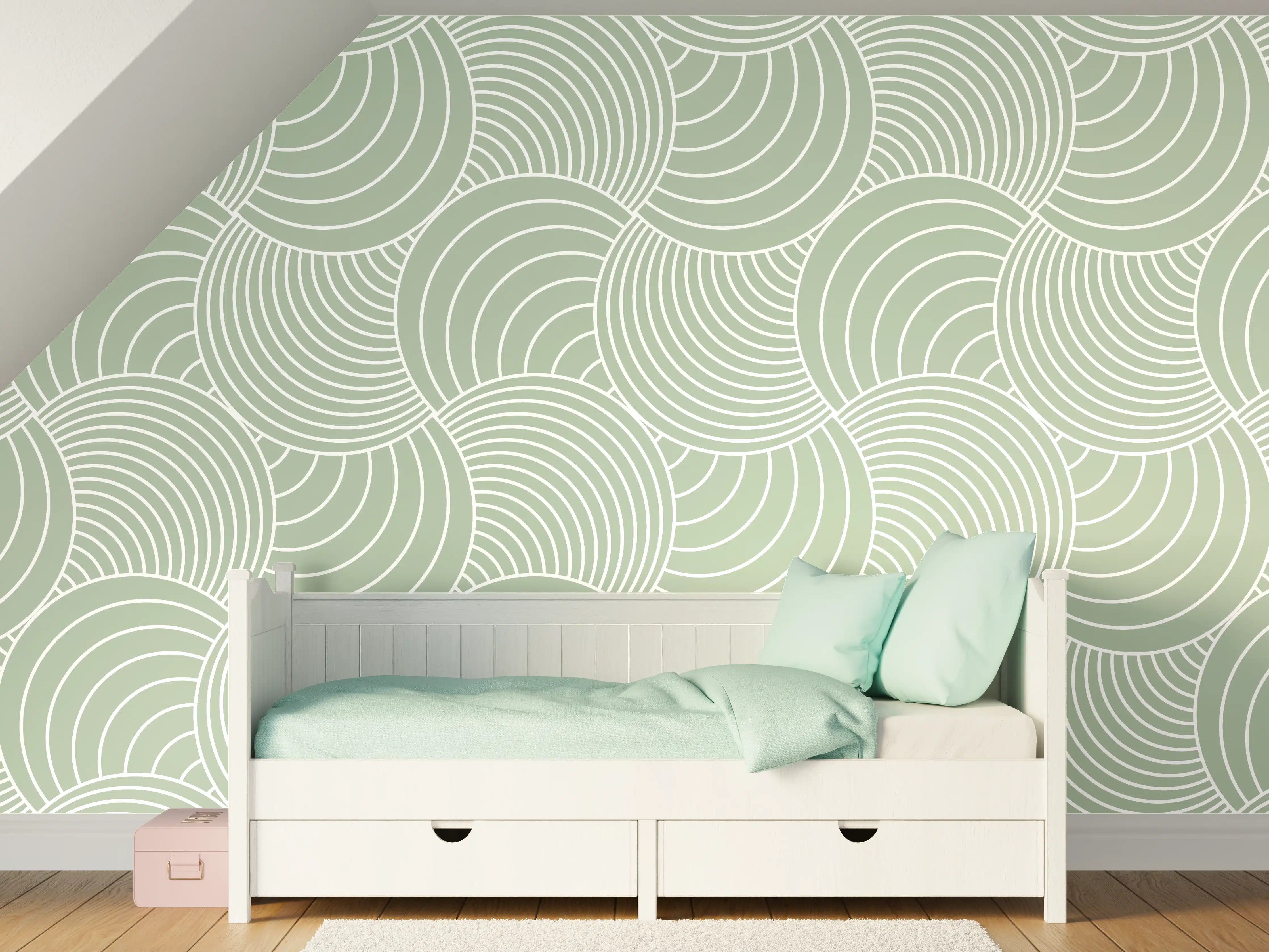 Kinderzimmer Wandgestaltung - Sanfte Wellen in gedeckten Farben