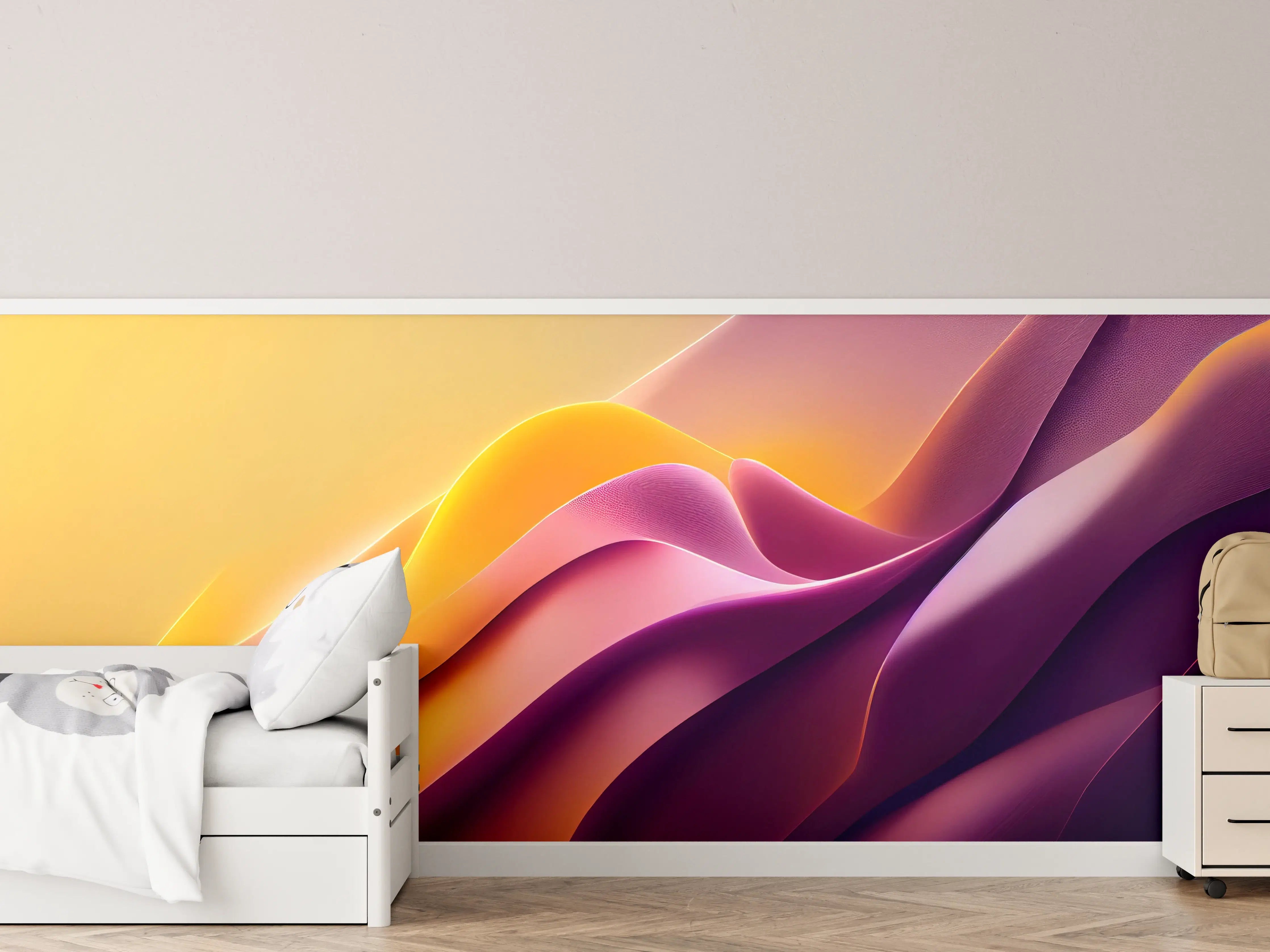 Kinderzimmer Wandgestaltung - Sanfte Wellen in warmen Farbtönen