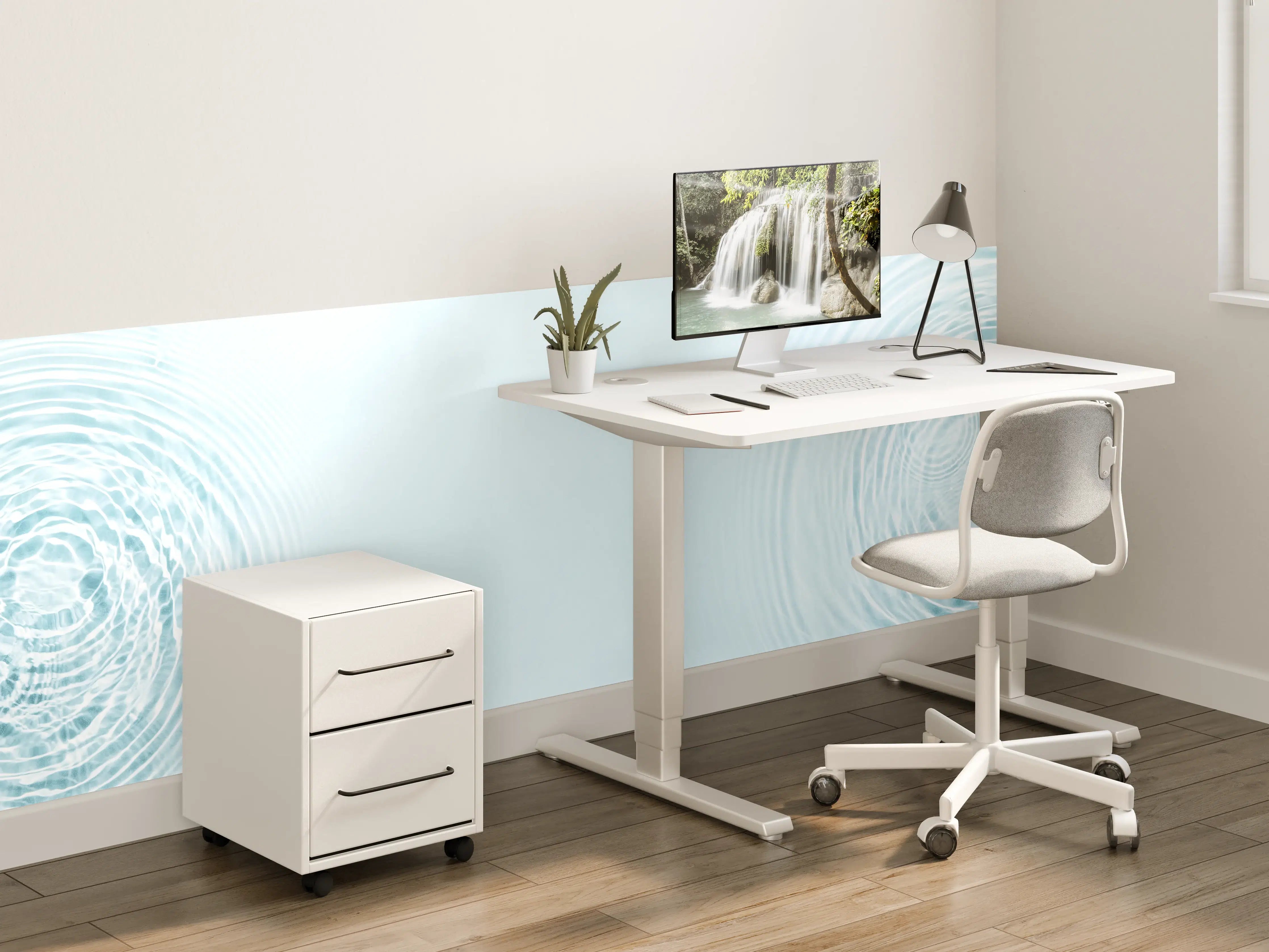 Kinderzimmer Wandgestaltung - Sanfte blaue Wellenringe