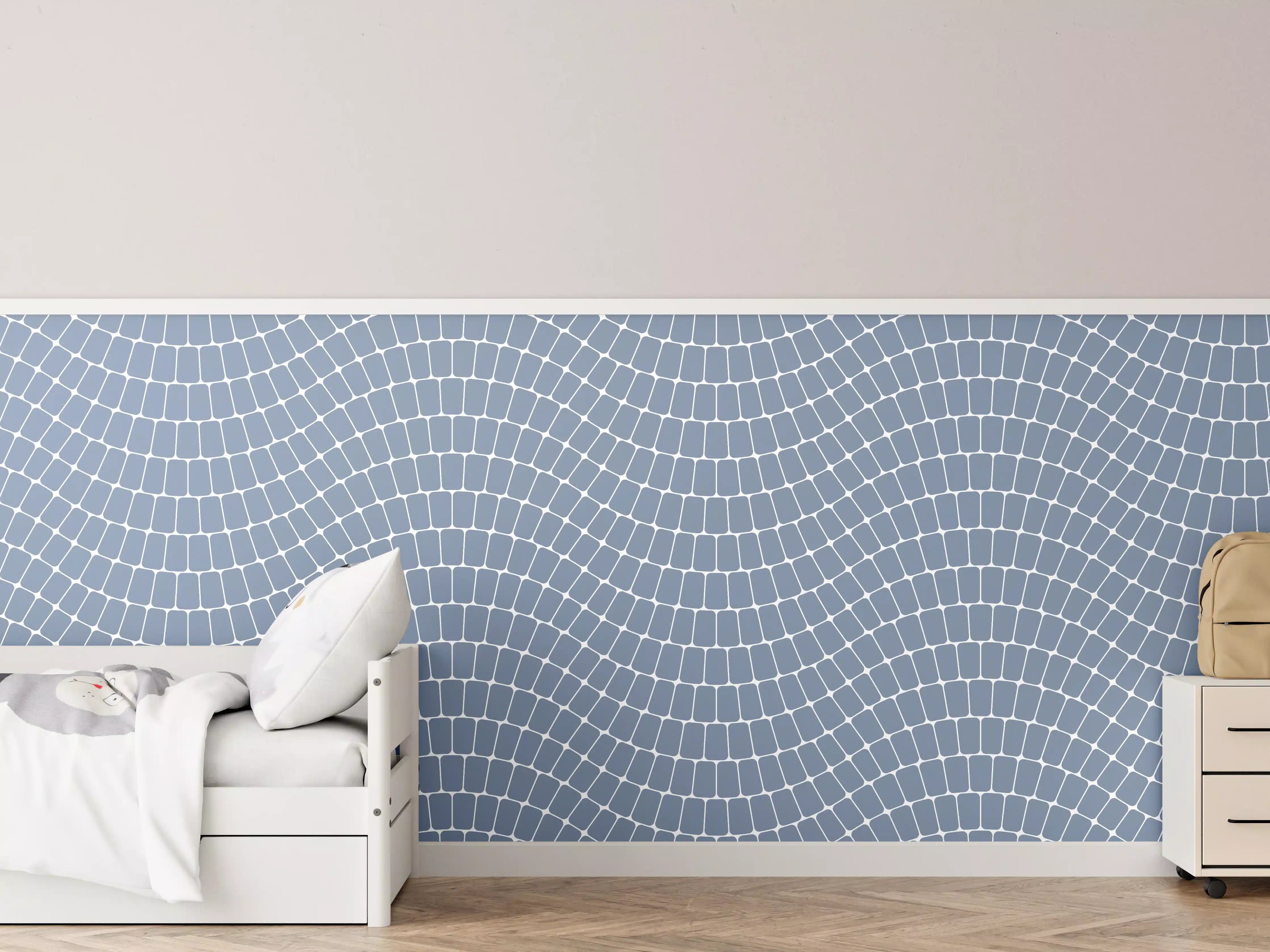 Kinderzimmer Wandgestaltung - Sanfte blaue Wellenwohnung