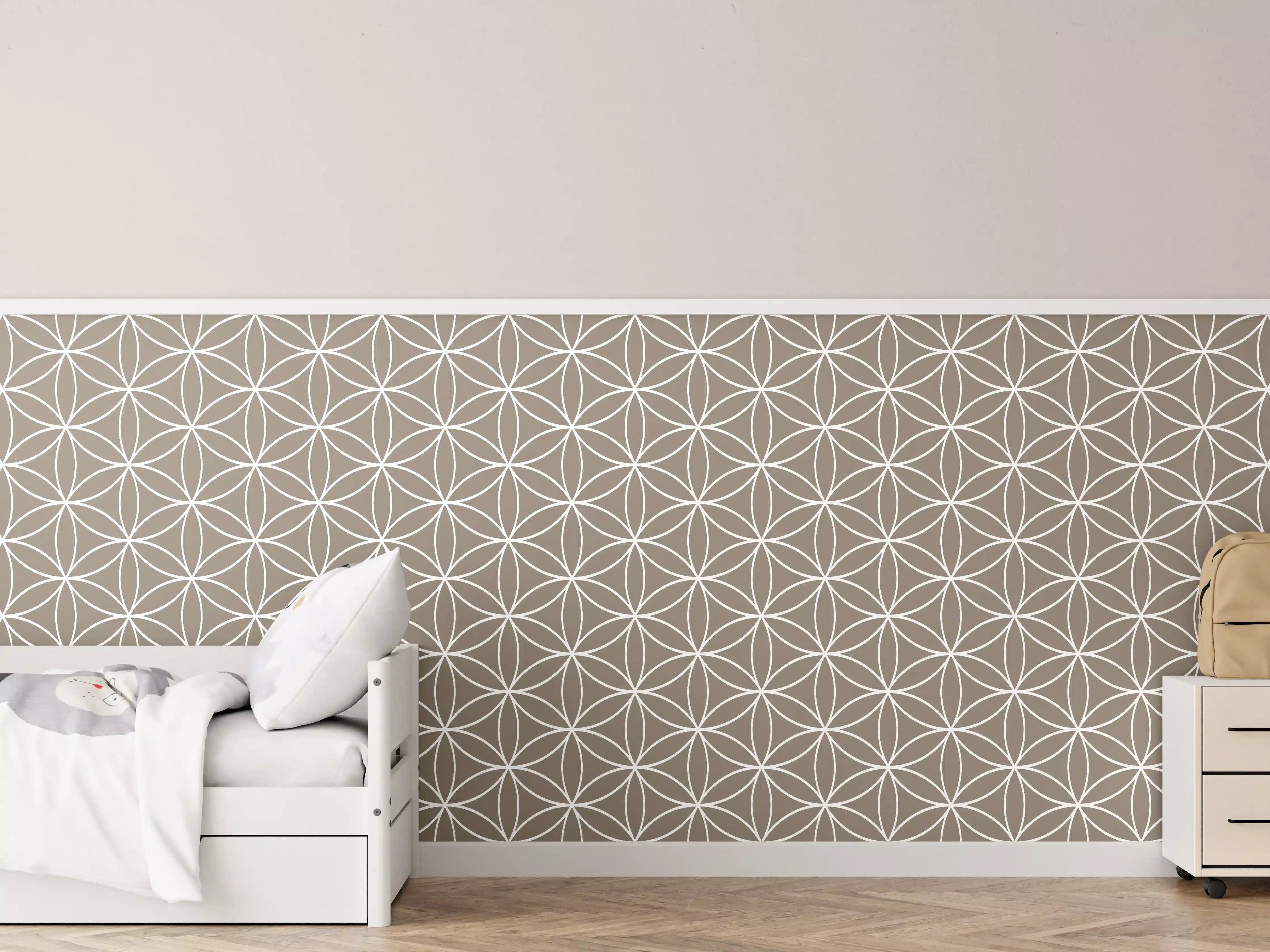 Kinderzimmer Wandgestaltung - Sanfte geometrische Mustertapete in Taupe