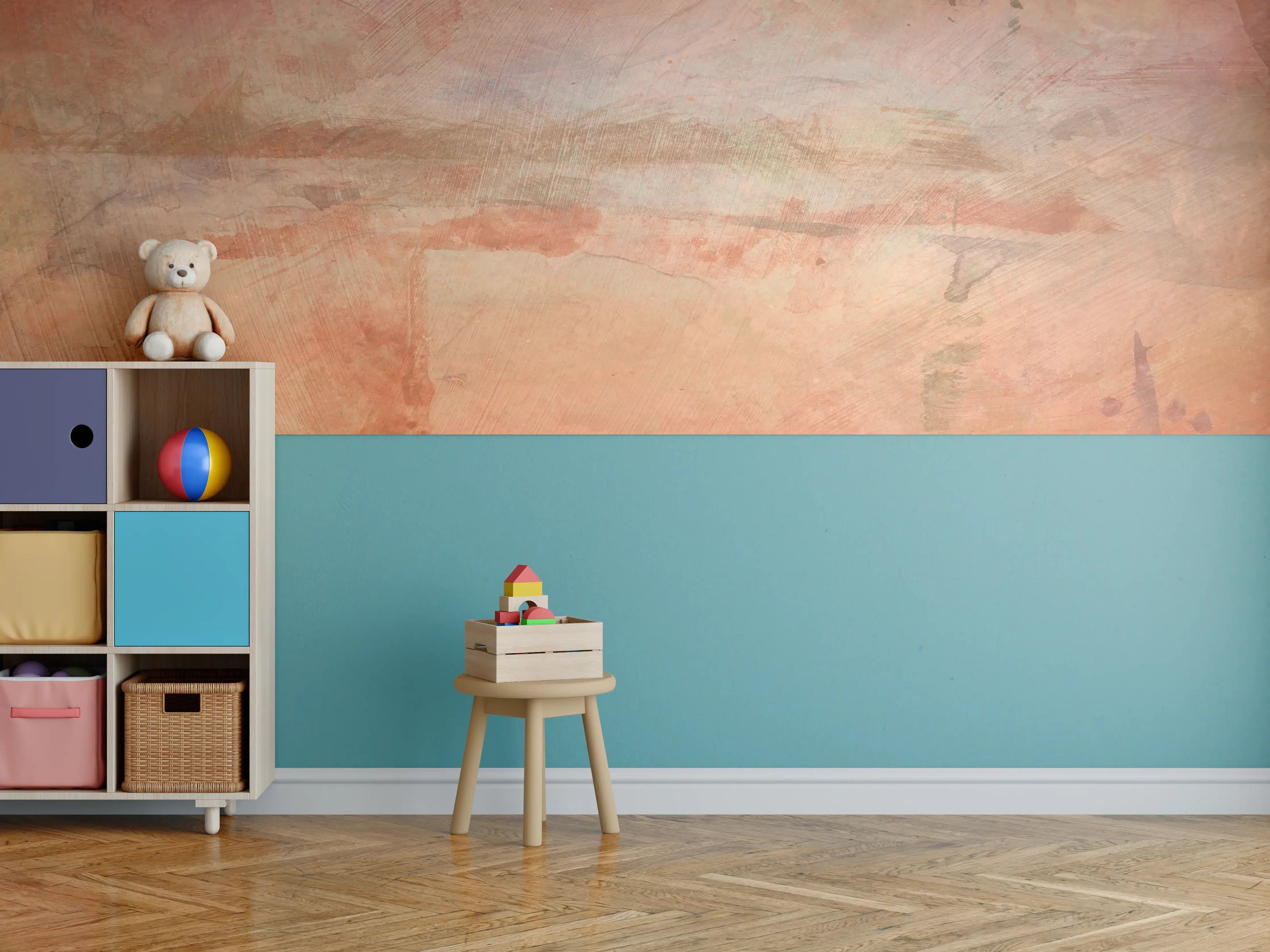 Kinderzimmer Wandgestaltung - Sanfte warmtonige Wandkunst