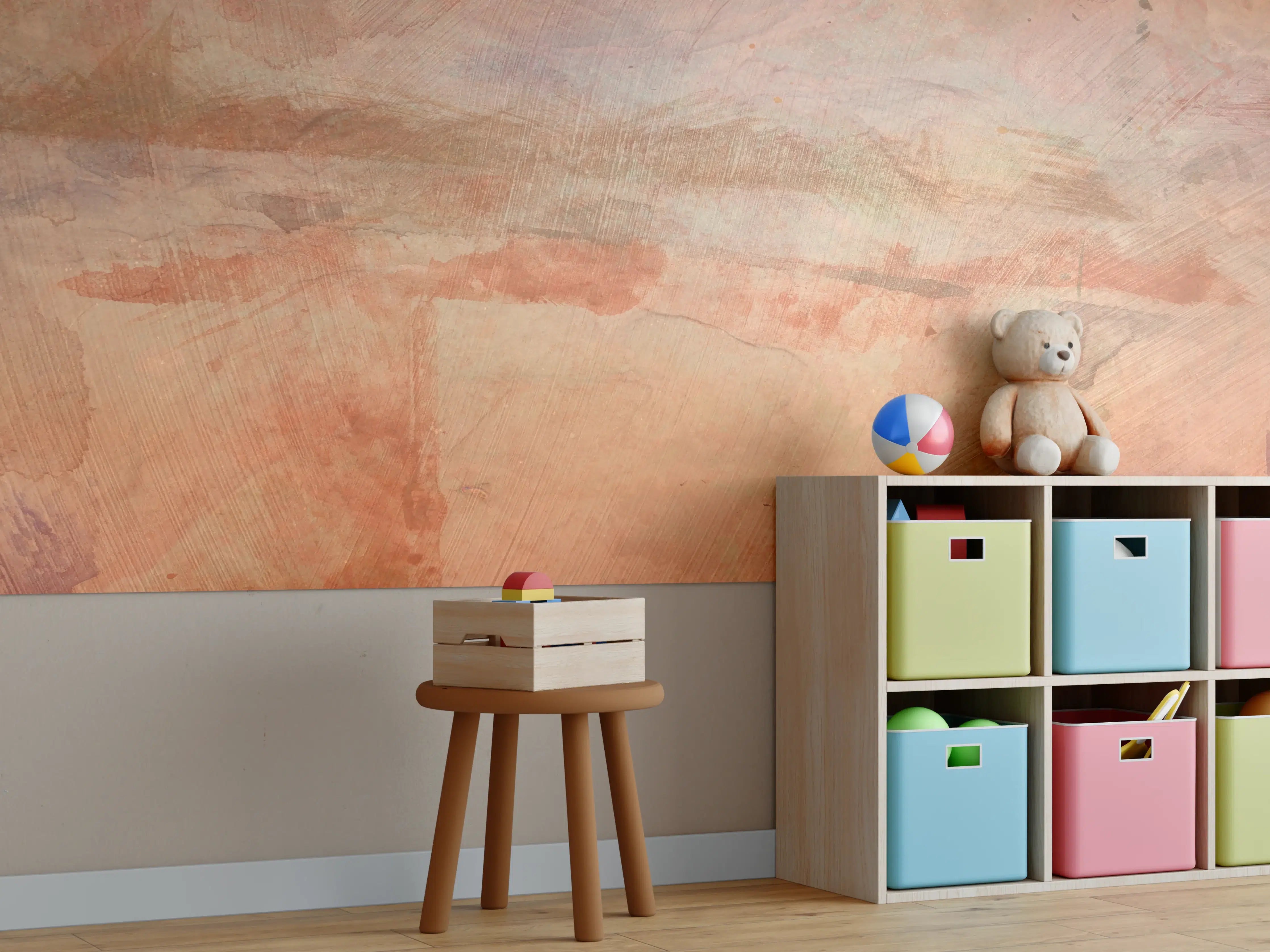 Kinderzimmer Wandgestaltung - Sanfte warmtonige Wandkunst