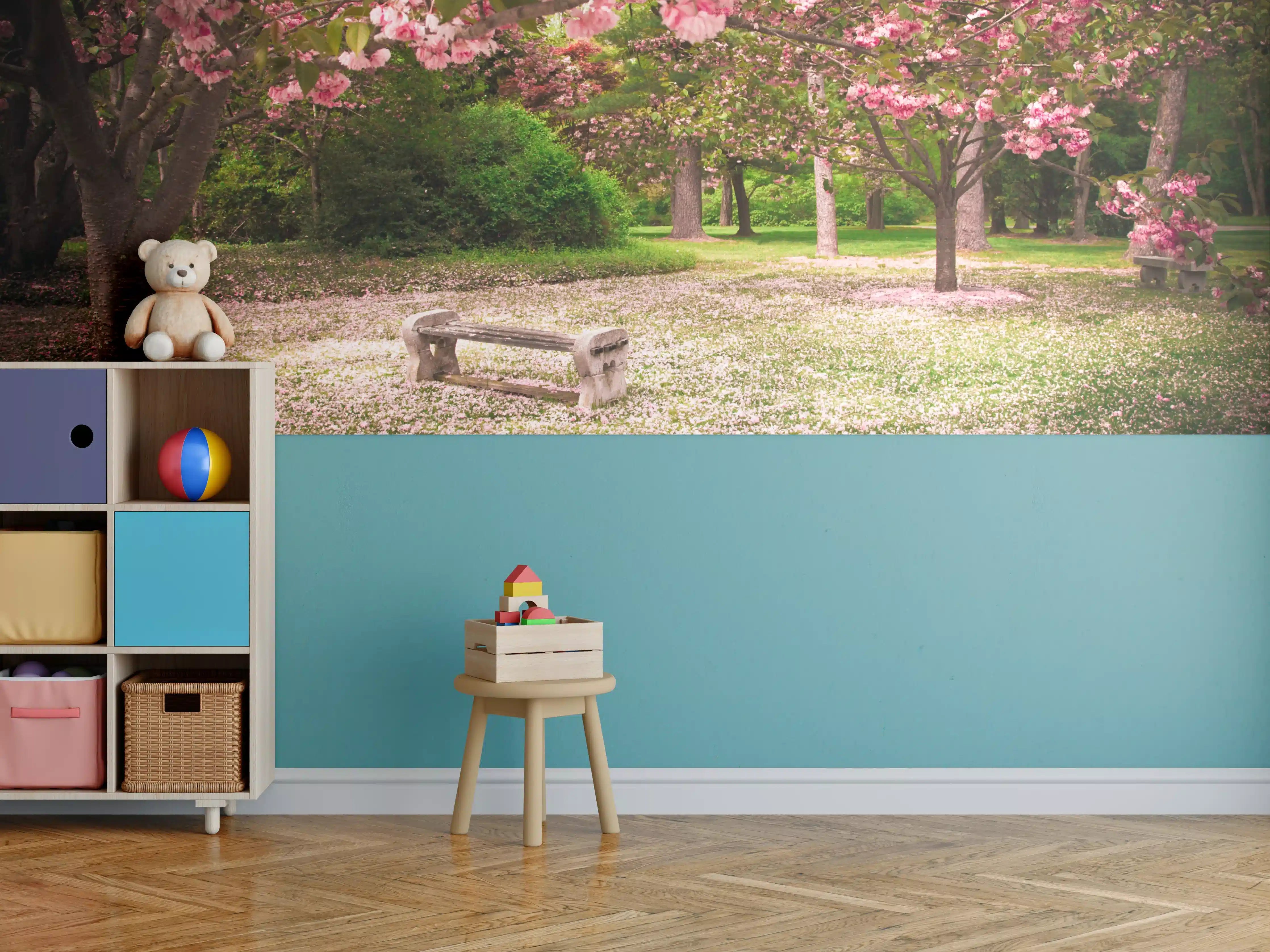 Kinderzimmer Wandgestaltung - Sanfter Blütentraum im Park