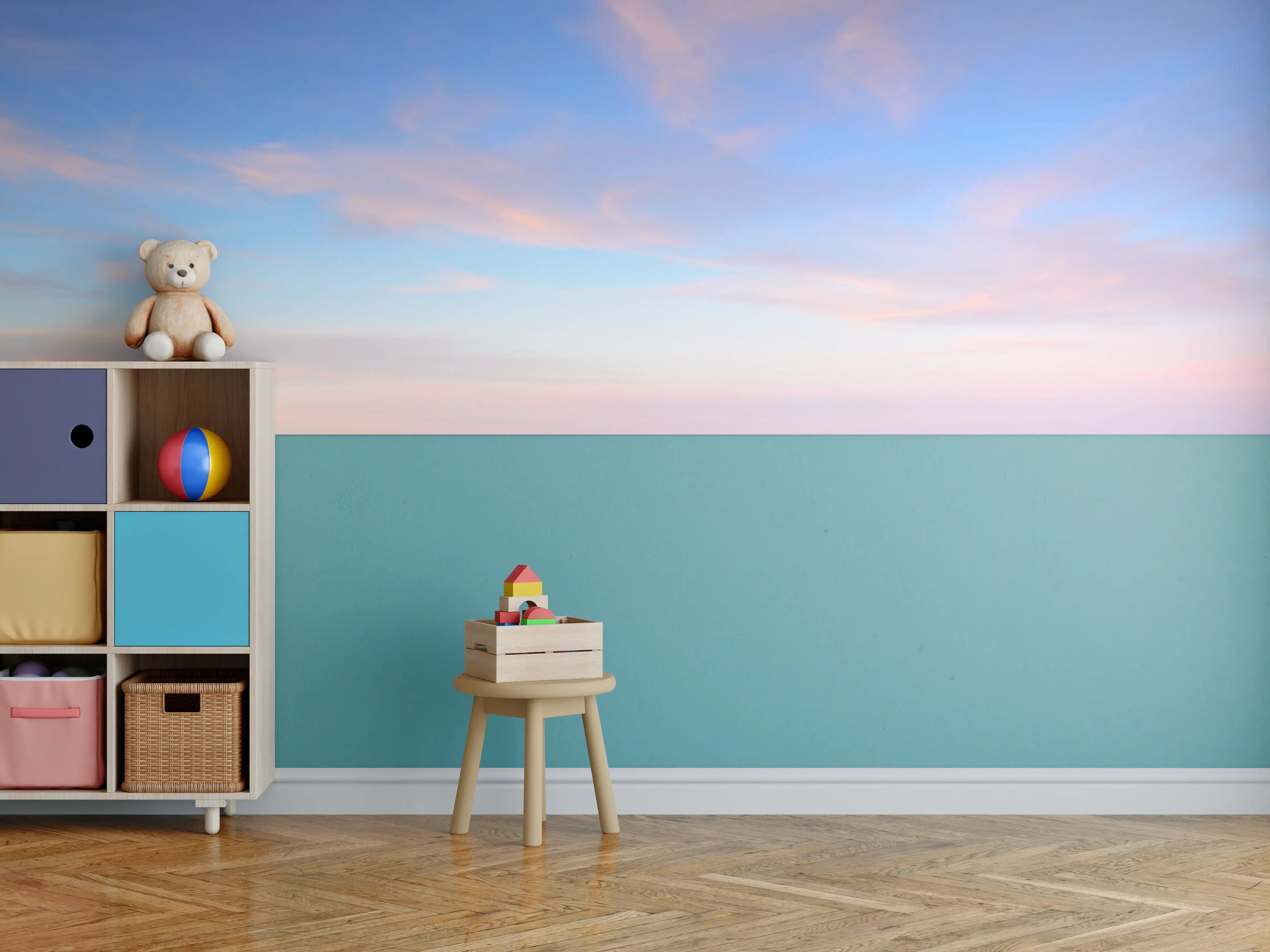 Kinderzimmer Wandgestaltung - Sanfter Himmel mit Pastellfarben