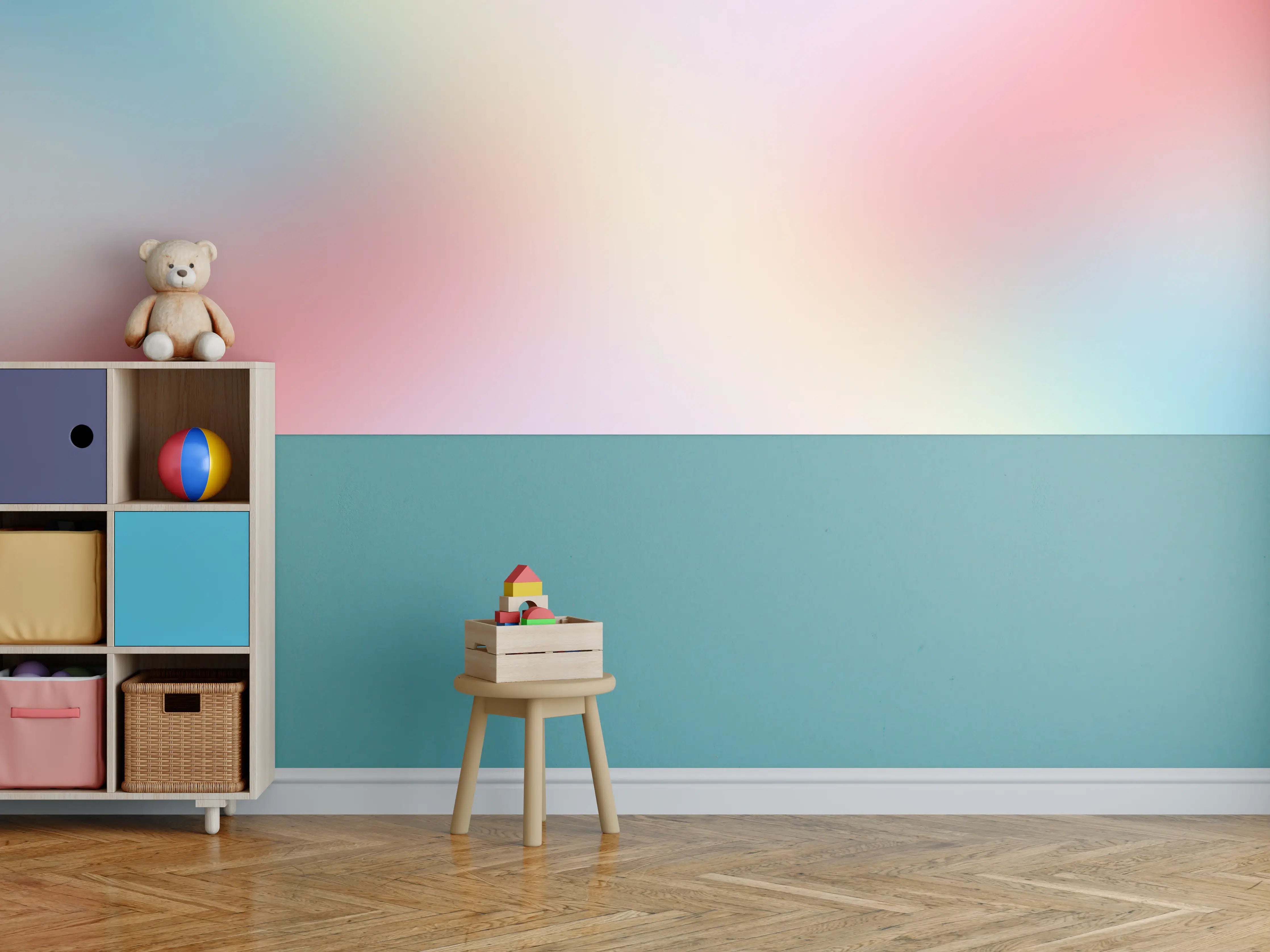 Kinderzimmer Wandgestaltung - Sanfter Pastell-Hintergrund mit Farbverlauf