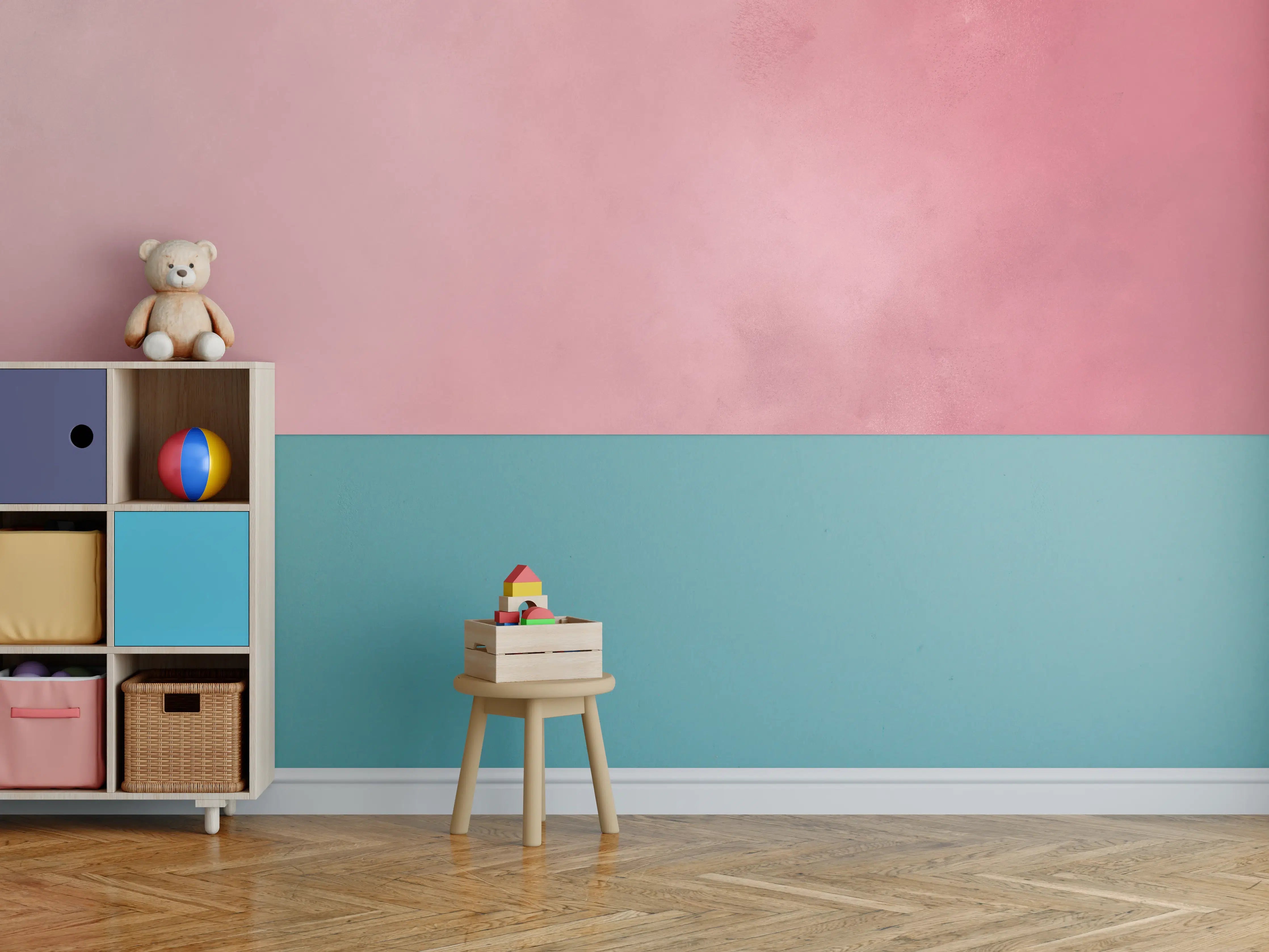 Kinderzimmer Wandgestaltung - Sanfter Rosé-Aquarellhintergrund