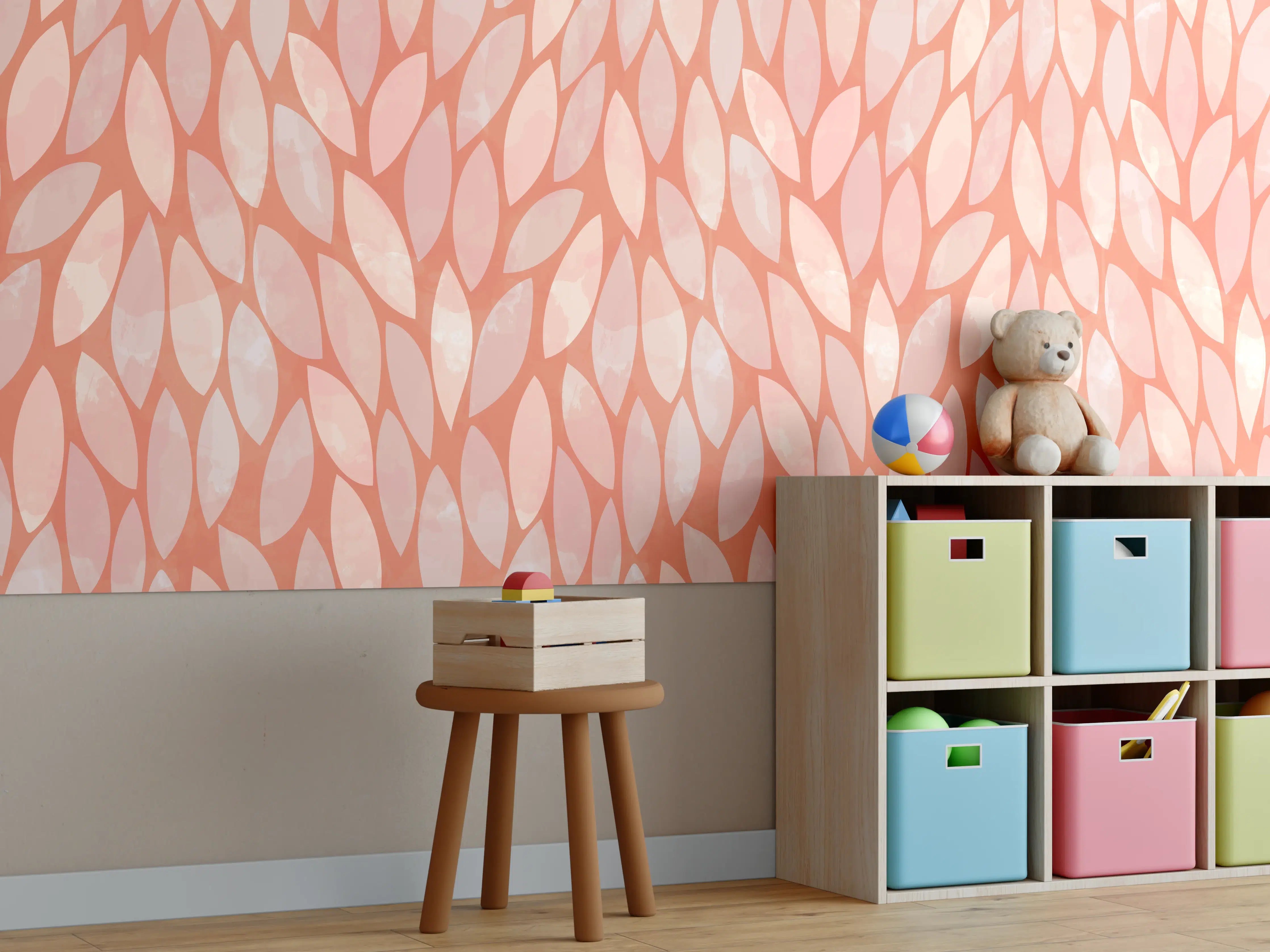 Kinderzimmer Wandgestaltung - Sanftes Rosé mit goldenen Akzenten