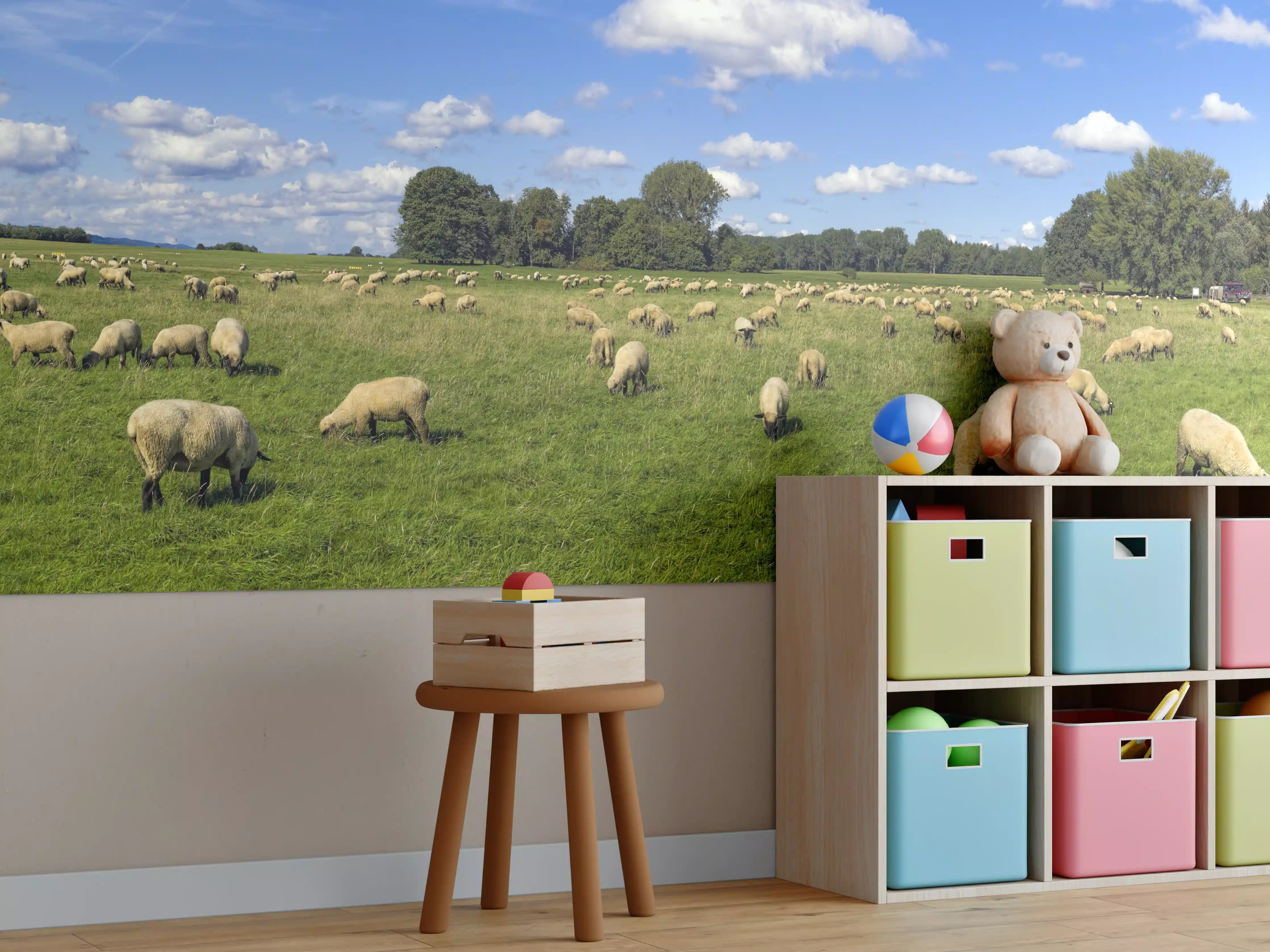 Kinderzimmer Wandgestaltung - Schafherde Panorama
