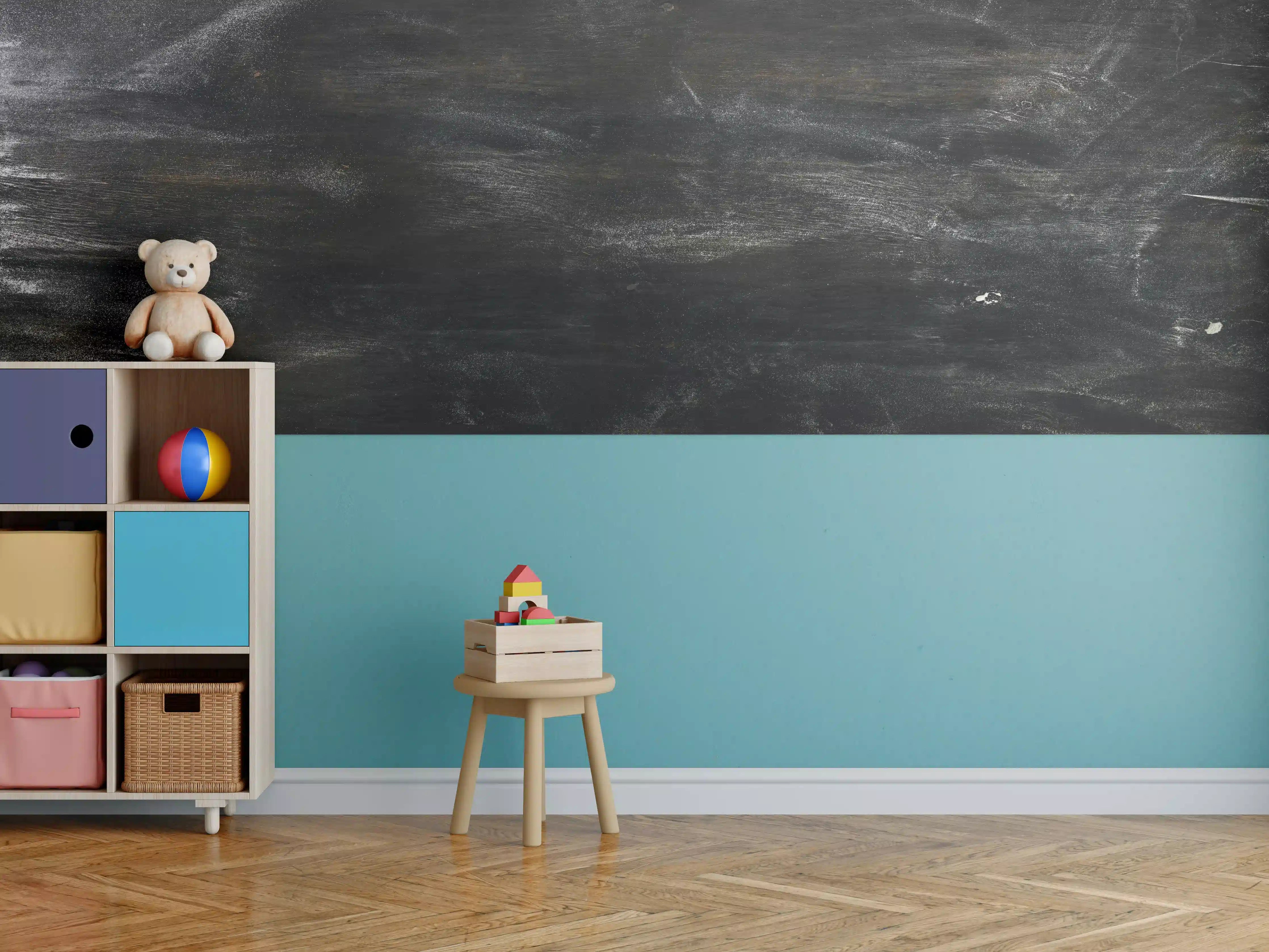Kinderzimmer Wandgestaltung - Schieferstein mit Mehl