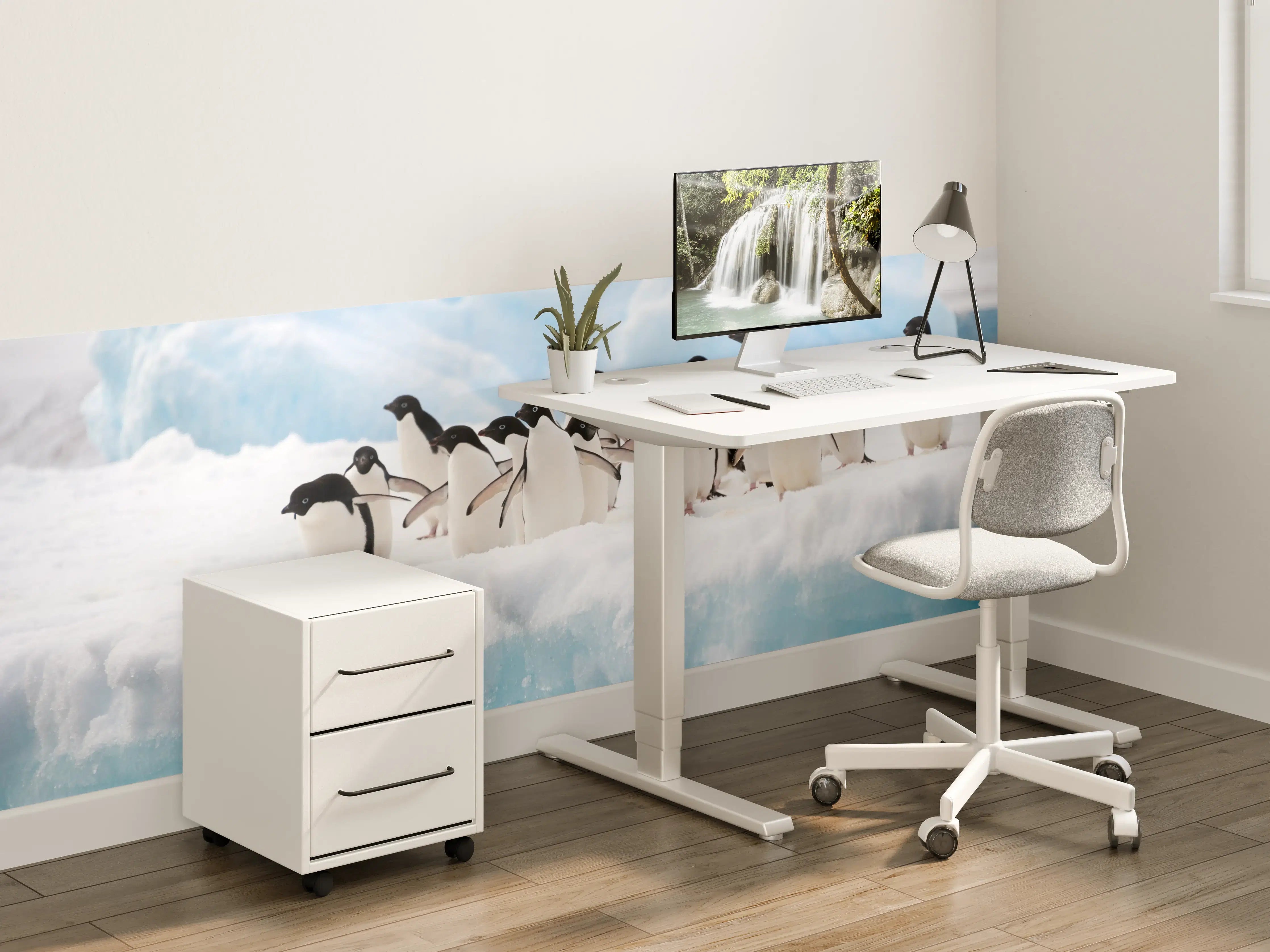 Kinderzimmer Wandgestaltung - Schlittenfahrt auf Eis mit Pinguinen