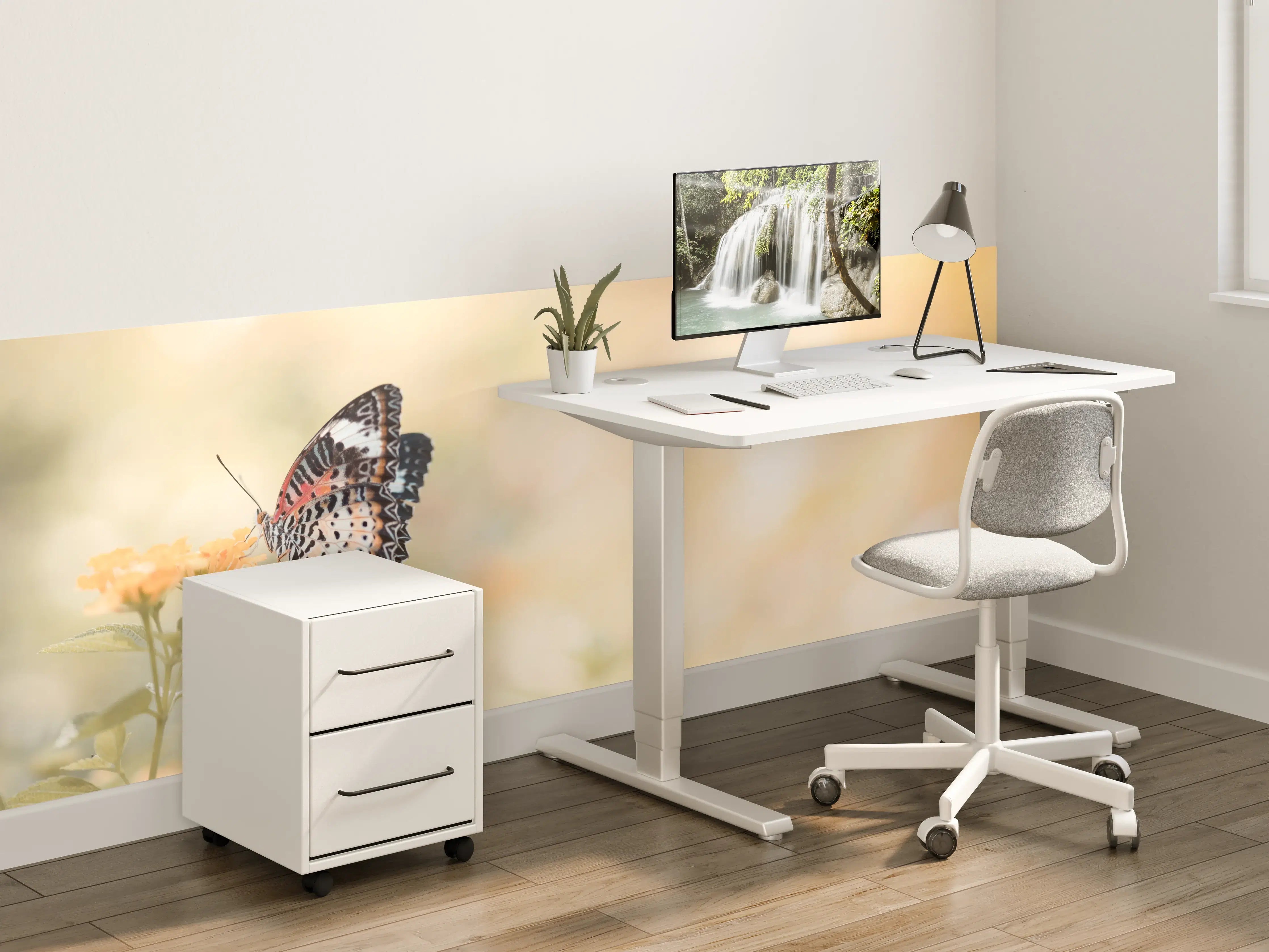 Kinderzimmer Wandgestaltung - Schmetterling auf eine orangene Blume