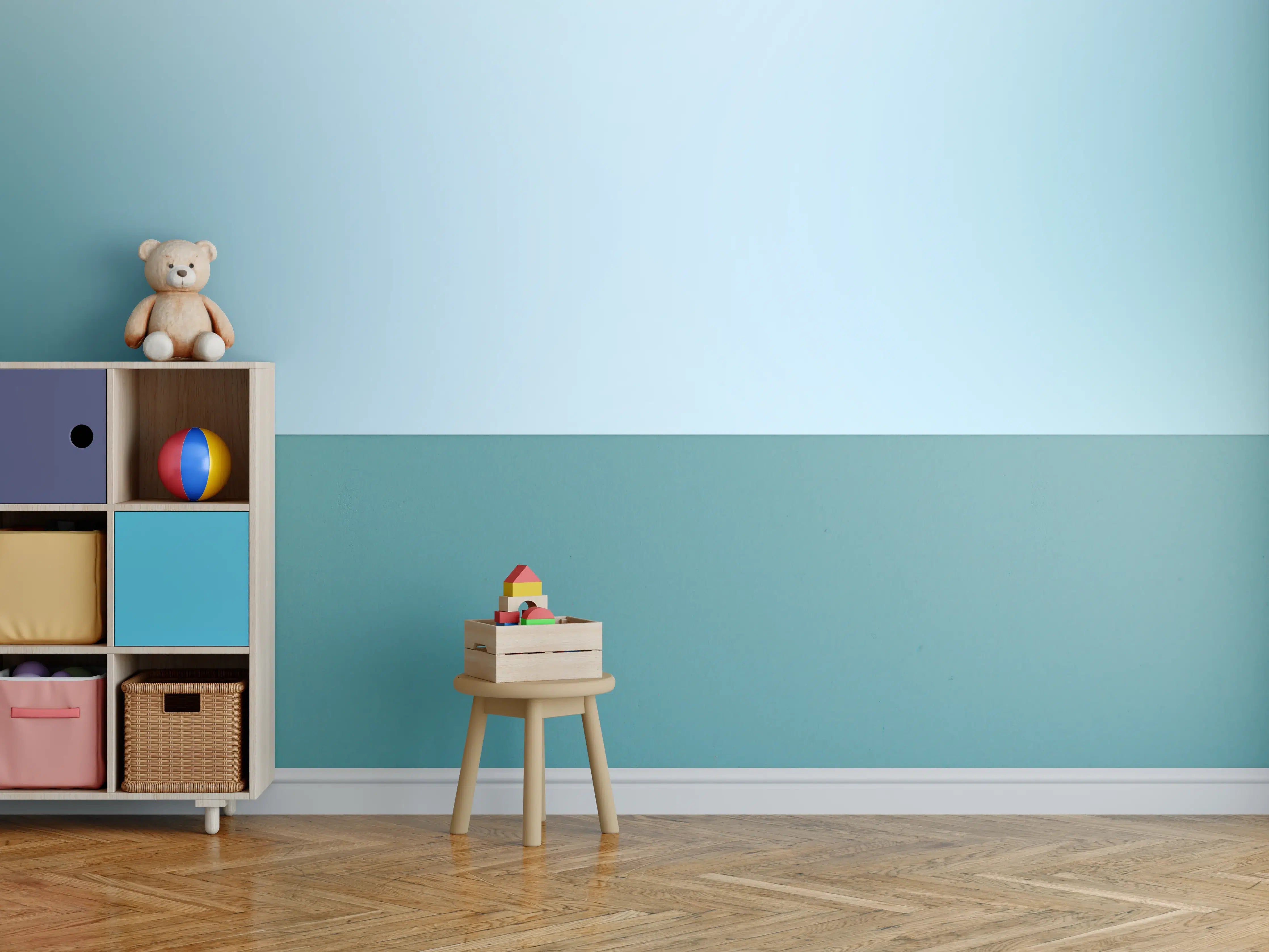 Kinderzimmer Wandgestaltung - Schnee-Grau Marmorstruktur