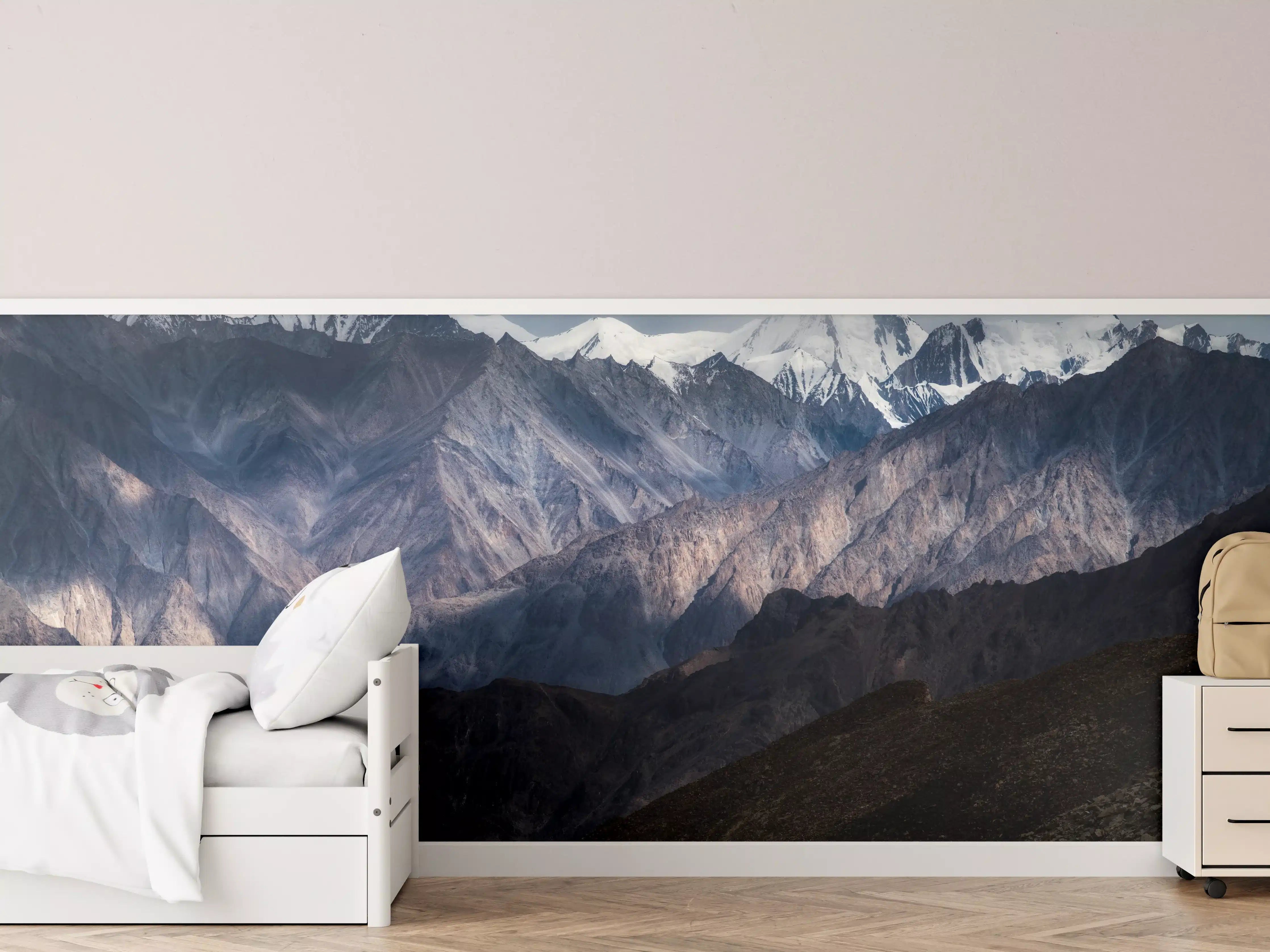 Kinderzimmer Wandgestaltung - Schneebedeckte Bergspitzen Panorama