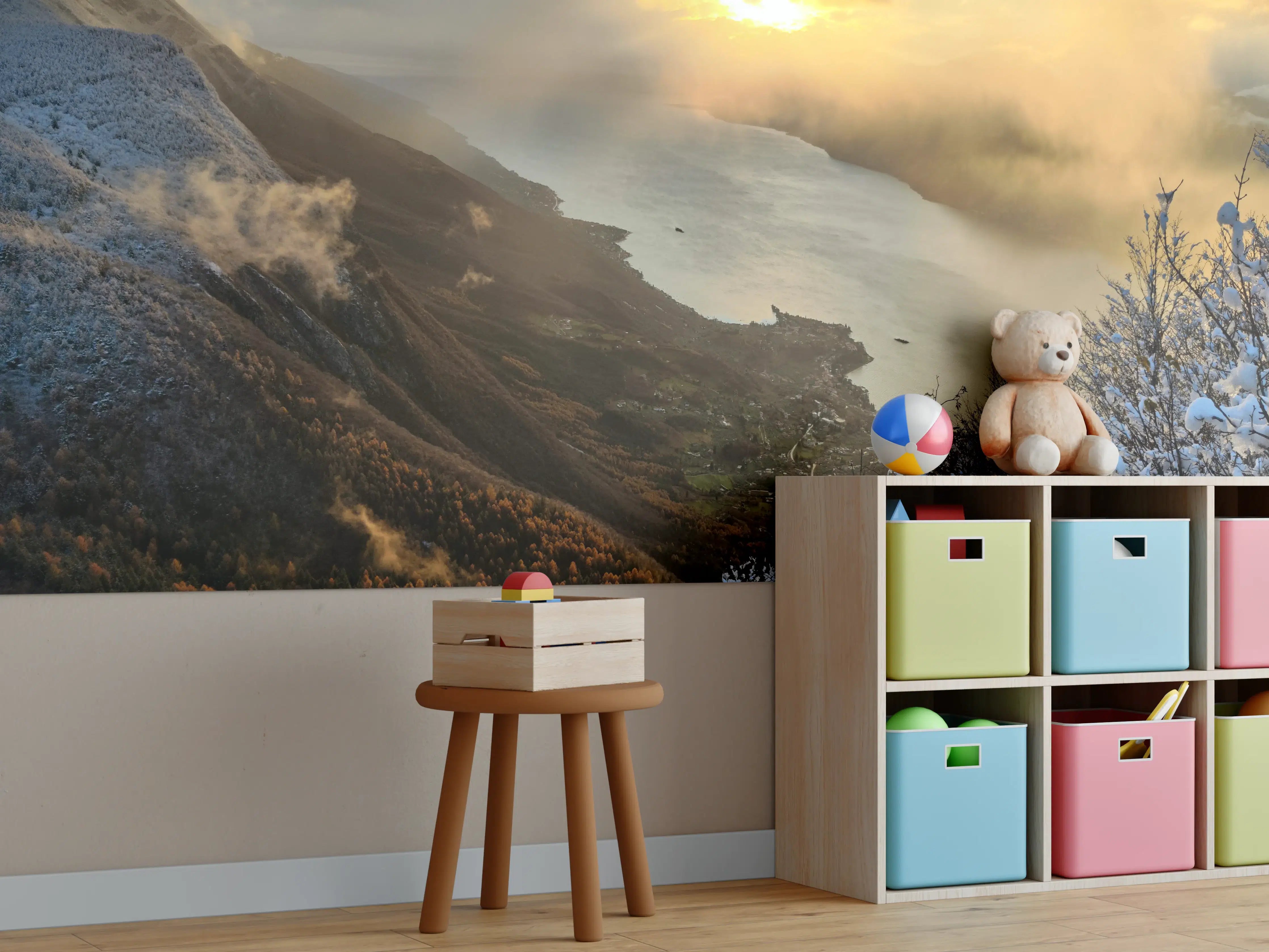 Kinderzimmer Wandgestaltung - Schneelandschaft am Gardasee