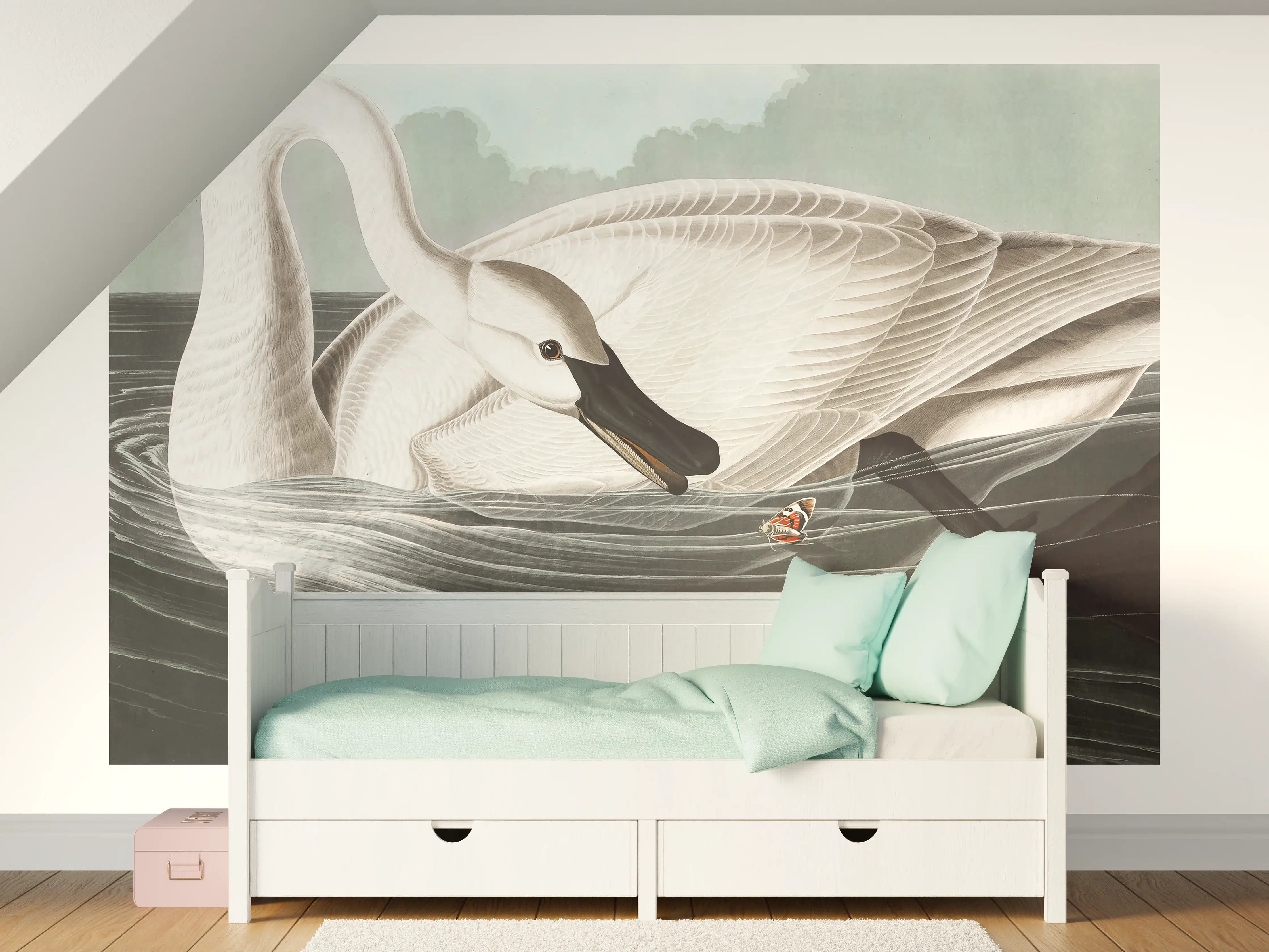 Kinderzimmer Wandgestaltung - Schneeweißer Schwan - John James Audubon