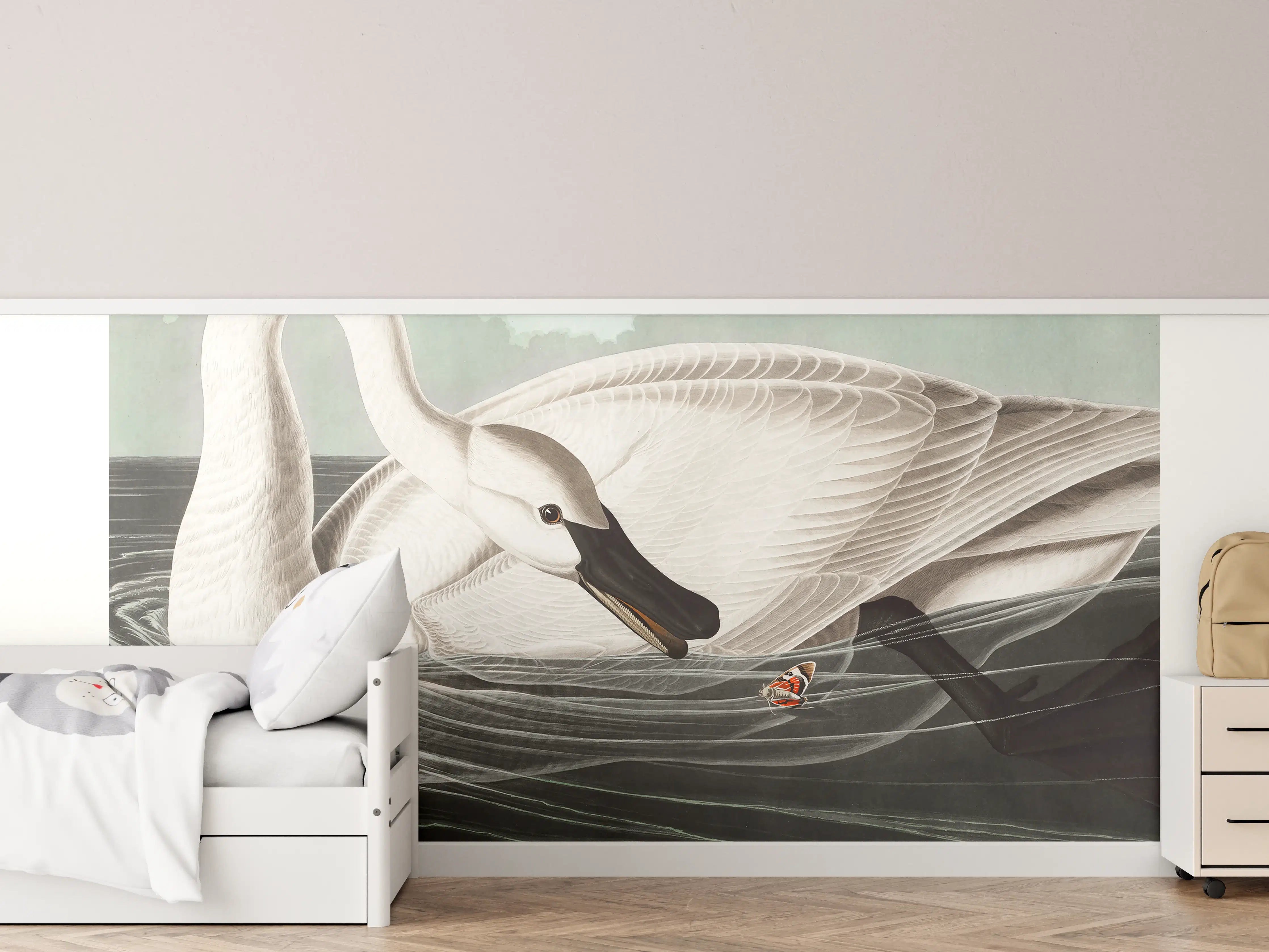 Kinderzimmer Wandgestaltung - Schneeweißer Schwan - John James Audubon