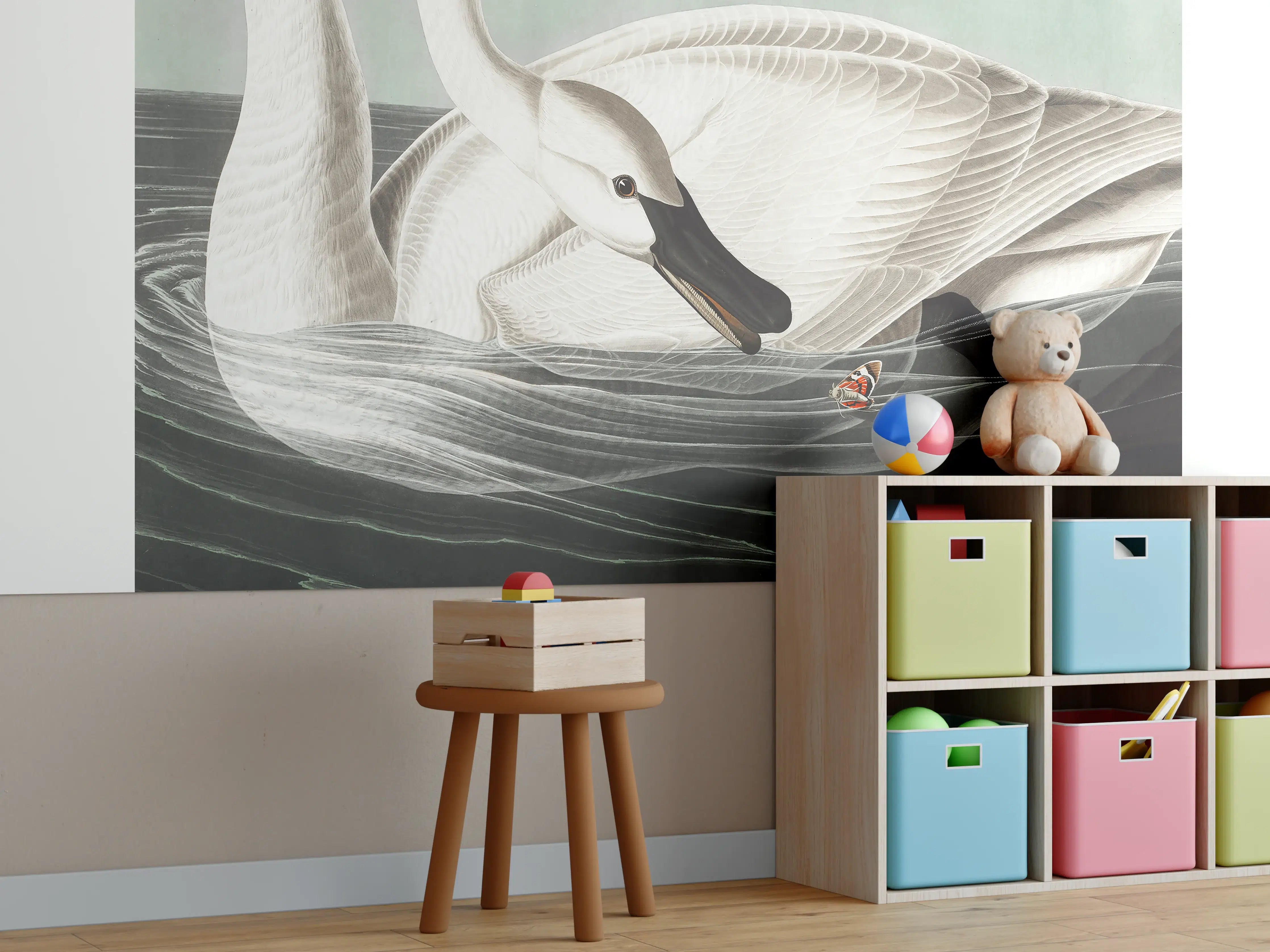 Kinderzimmer Wandgestaltung - Schneeweißer Schwan - John James Audubon