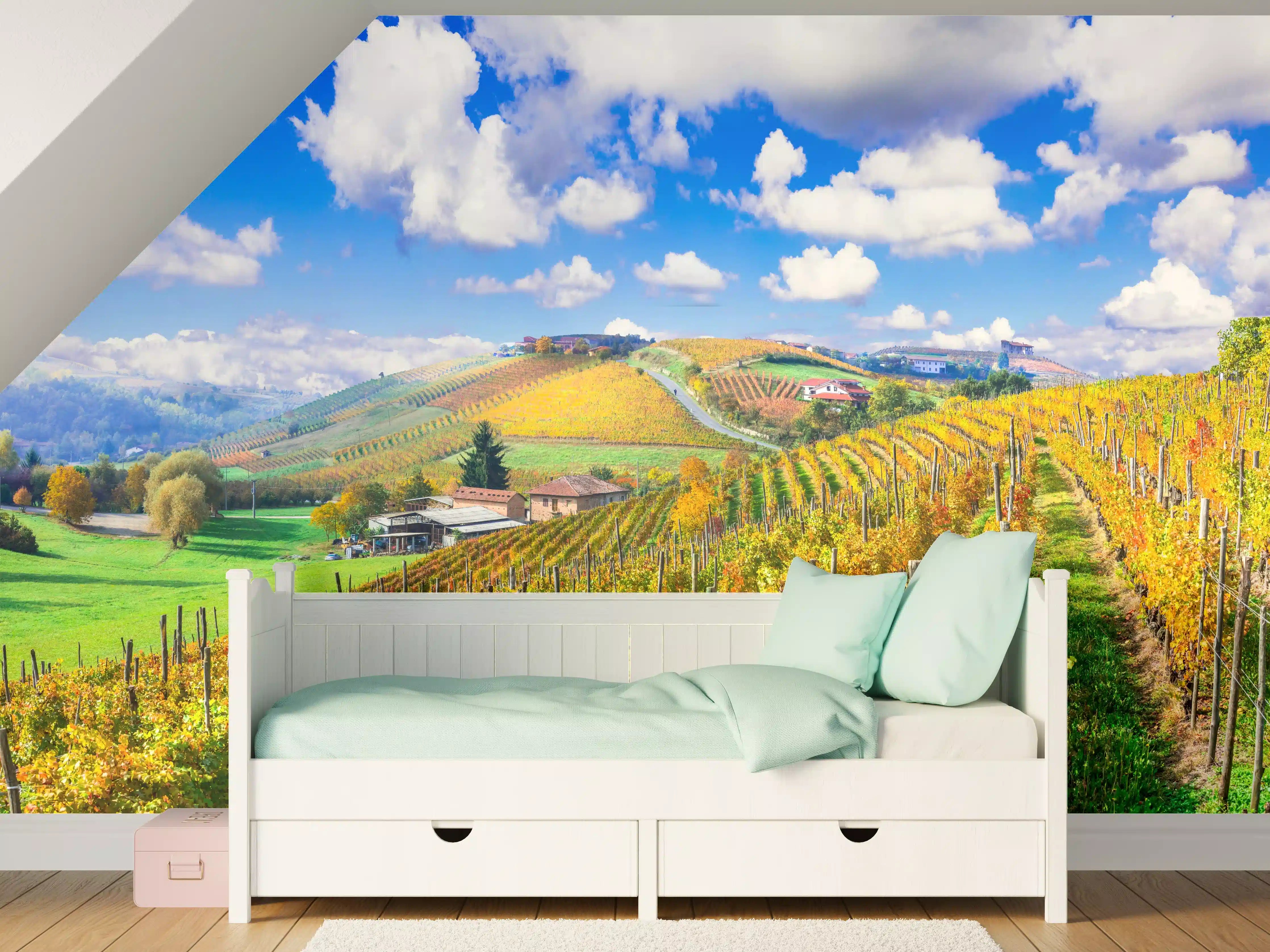 Kinderzimmer Wandgestaltung - Schöne Herbstlandschaft mit Weinbergen - Toskana