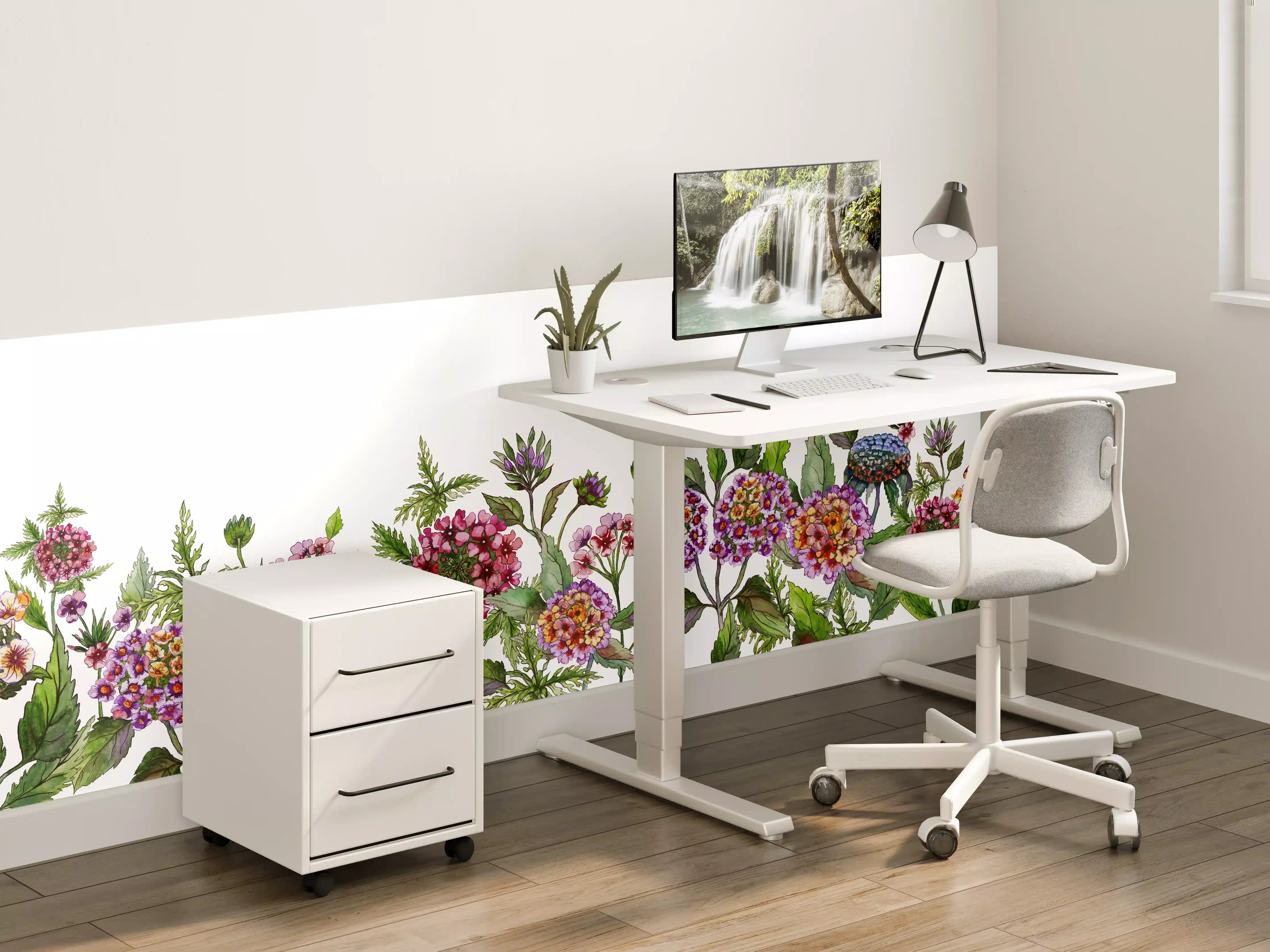 Kinderzimmer Wandgestaltung - Schöne Lantana-Blüten mit grünem Blätter