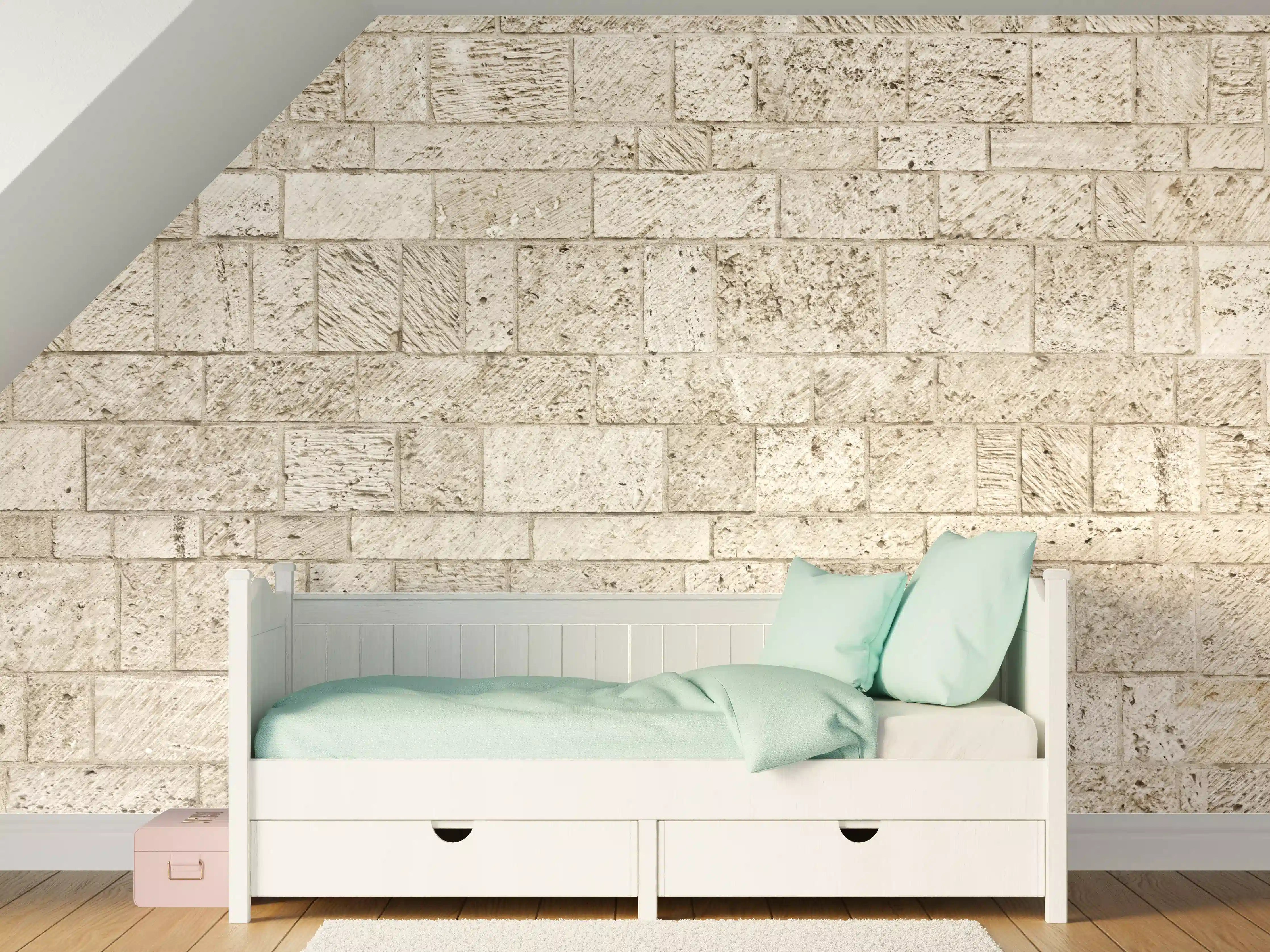 Kinderzimmer Wandgestaltung - Schöne Steinfassade im Panoramaformat