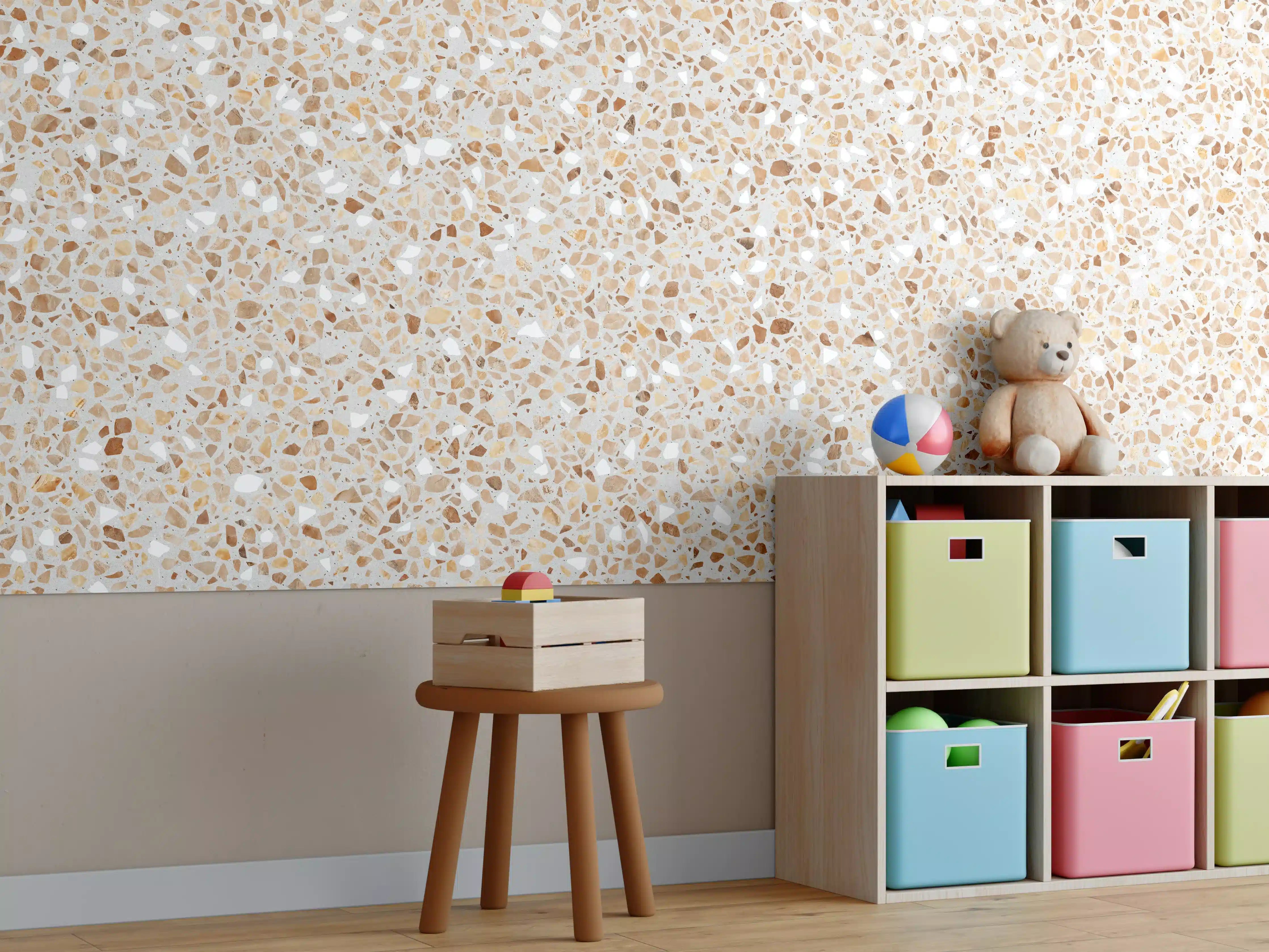 Kinderzimmer Wandgestaltung - Schöne beige Terrazzo Stein Textur