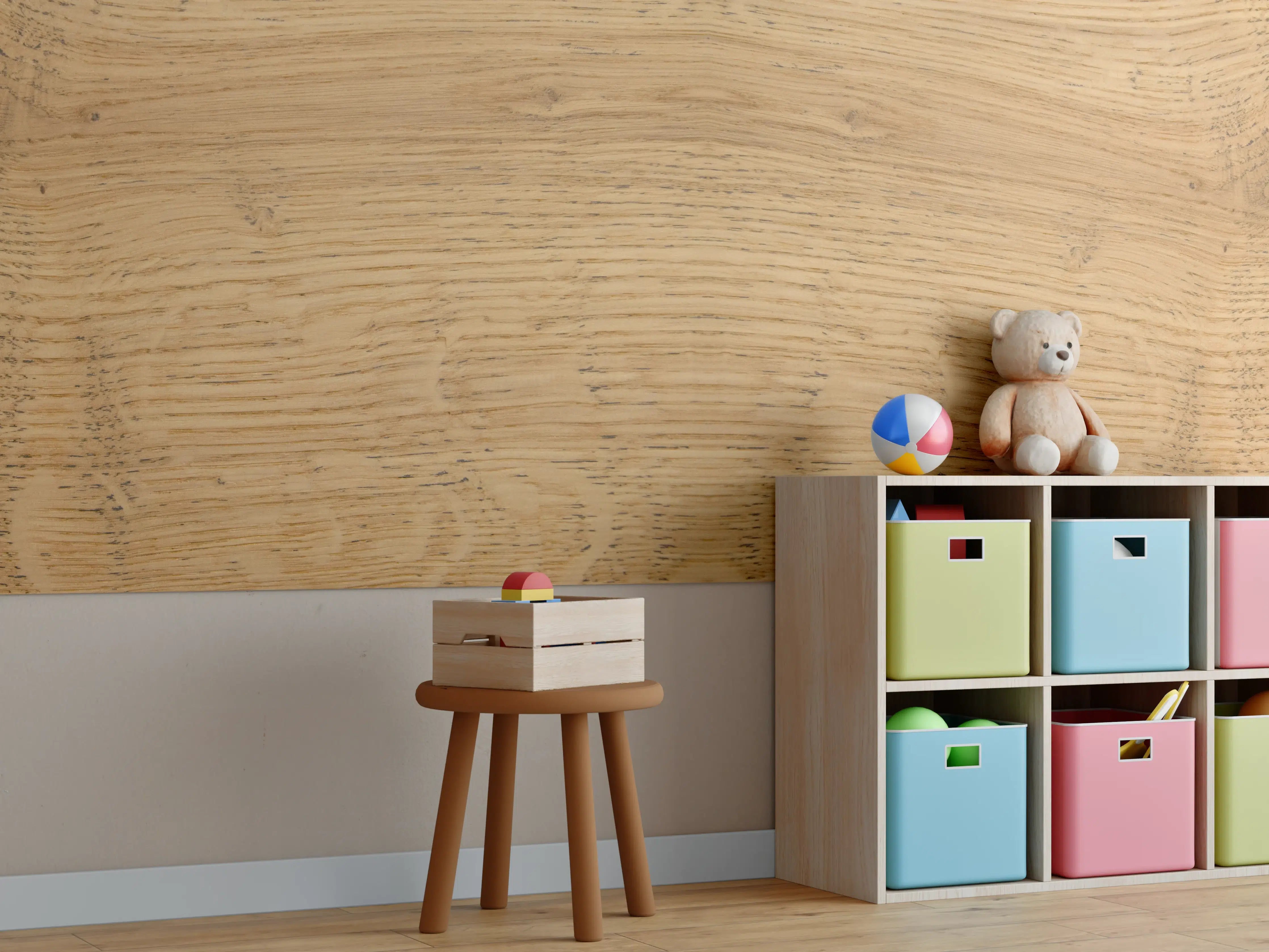 Kinderzimmer Wandgestaltung - Schöne helle Holzplatte