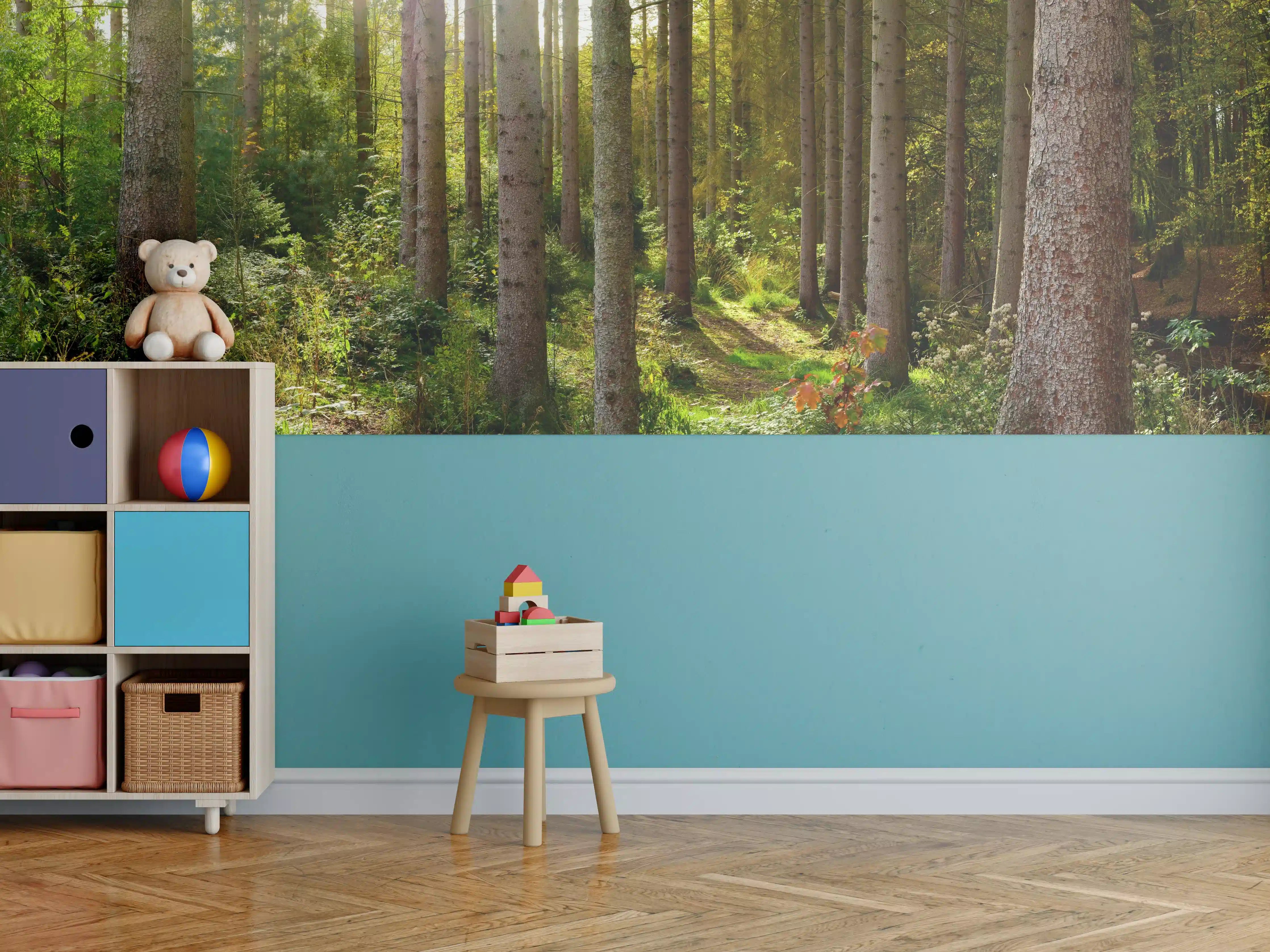 Kinderzimmer Wandgestaltung - Schöner Fichtenwald im Herbst