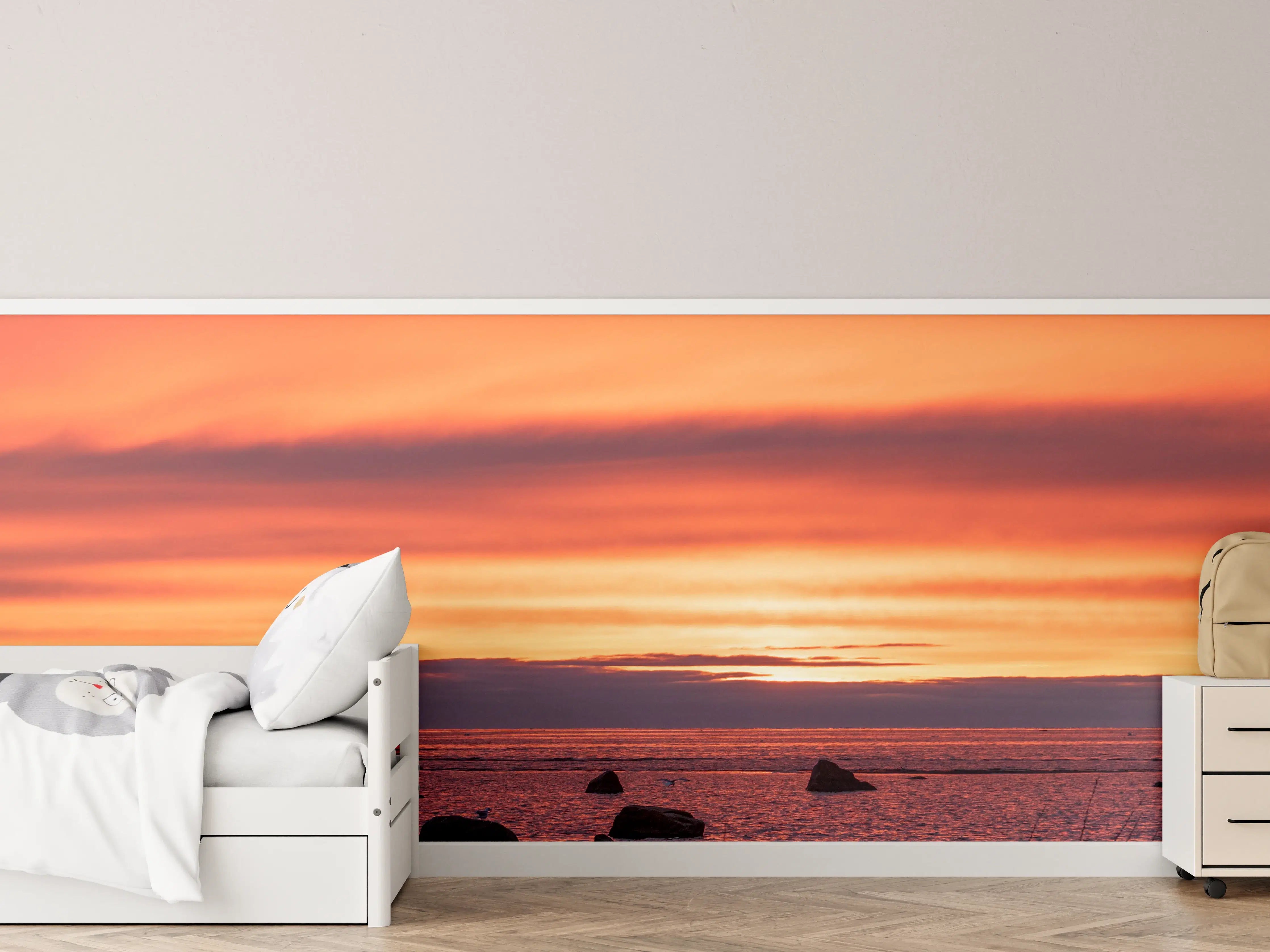Kinderzimmer Wandgestaltung - Schöner Sonnenuntergang am Meer