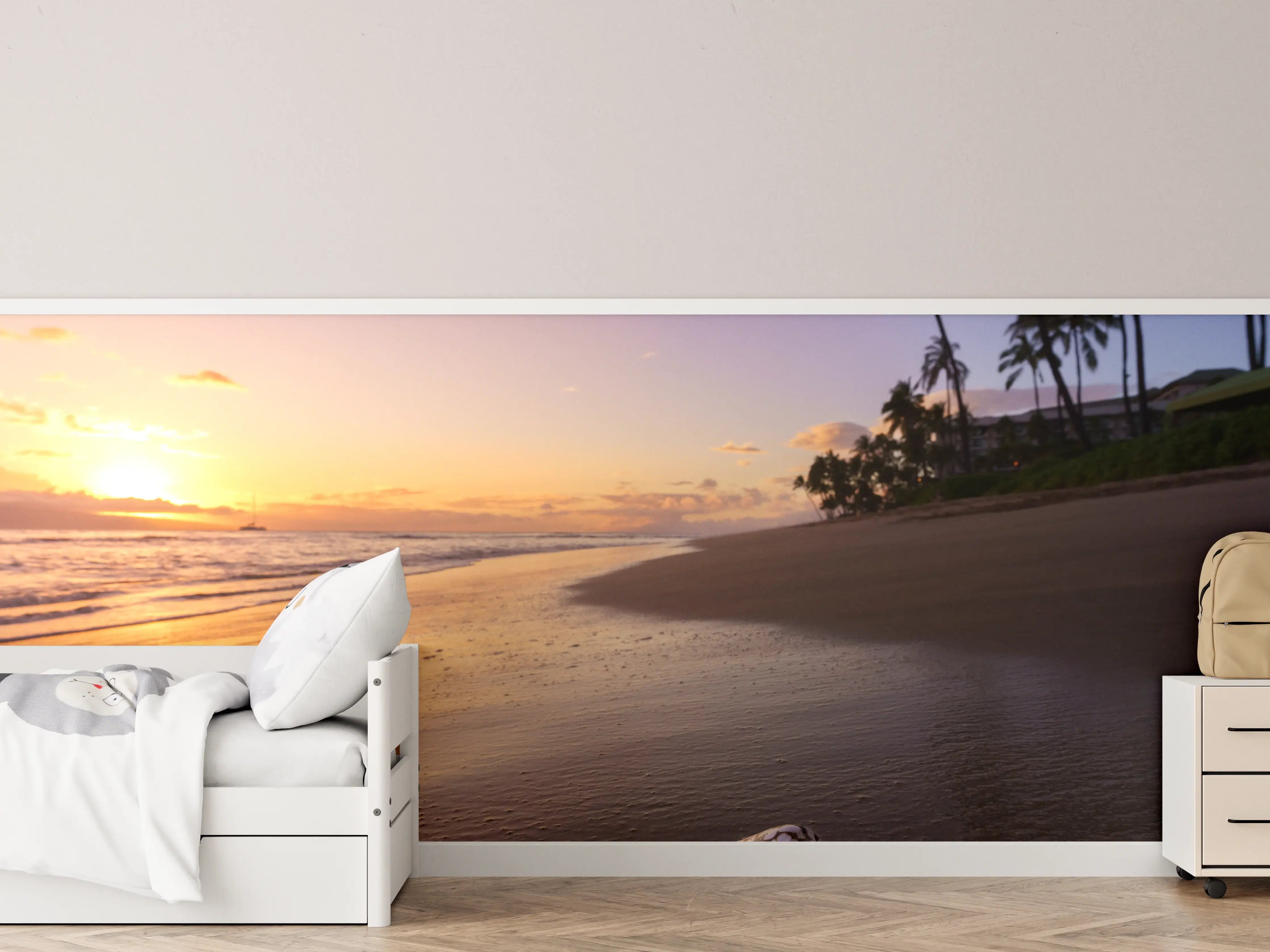 Kinderzimmer Wandgestaltung - Schöner Sonnenuntergang am Strand von Hawaii