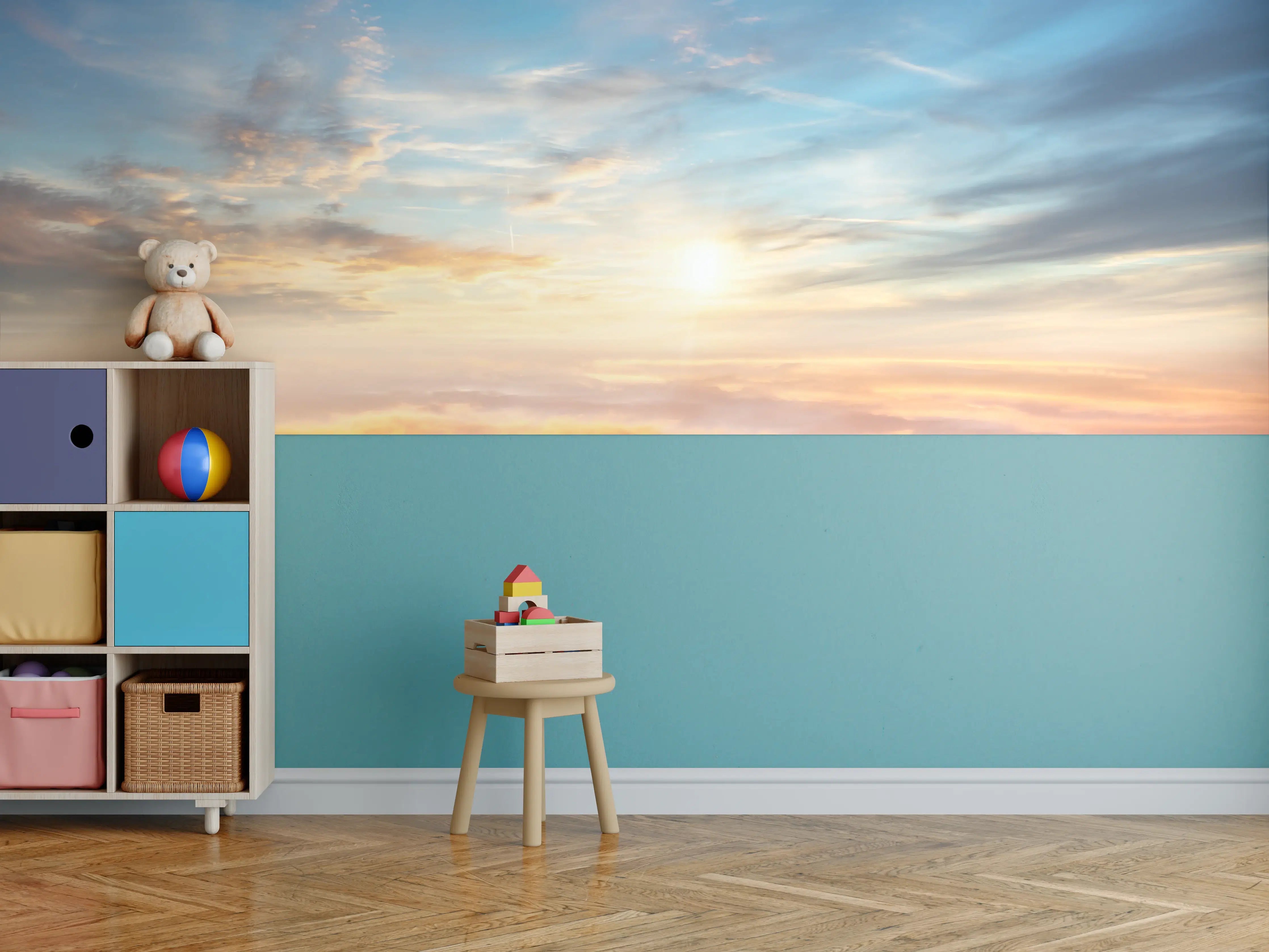 Kinderzimmer Wandgestaltung - Schöner Sonnenuntergang über den Wolken
