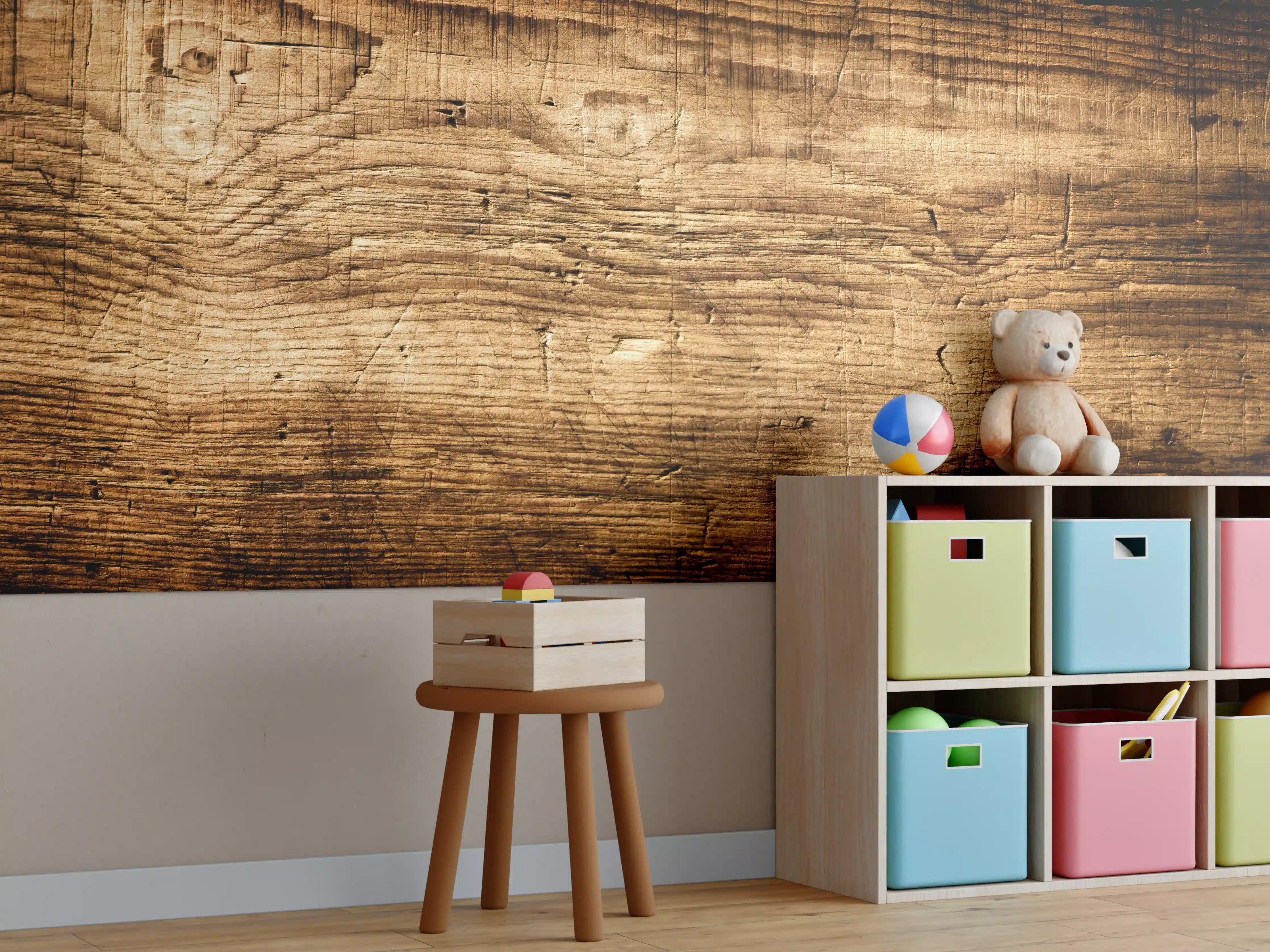 Kinderzimmer Wandgestaltung - Schönes Eichenholz