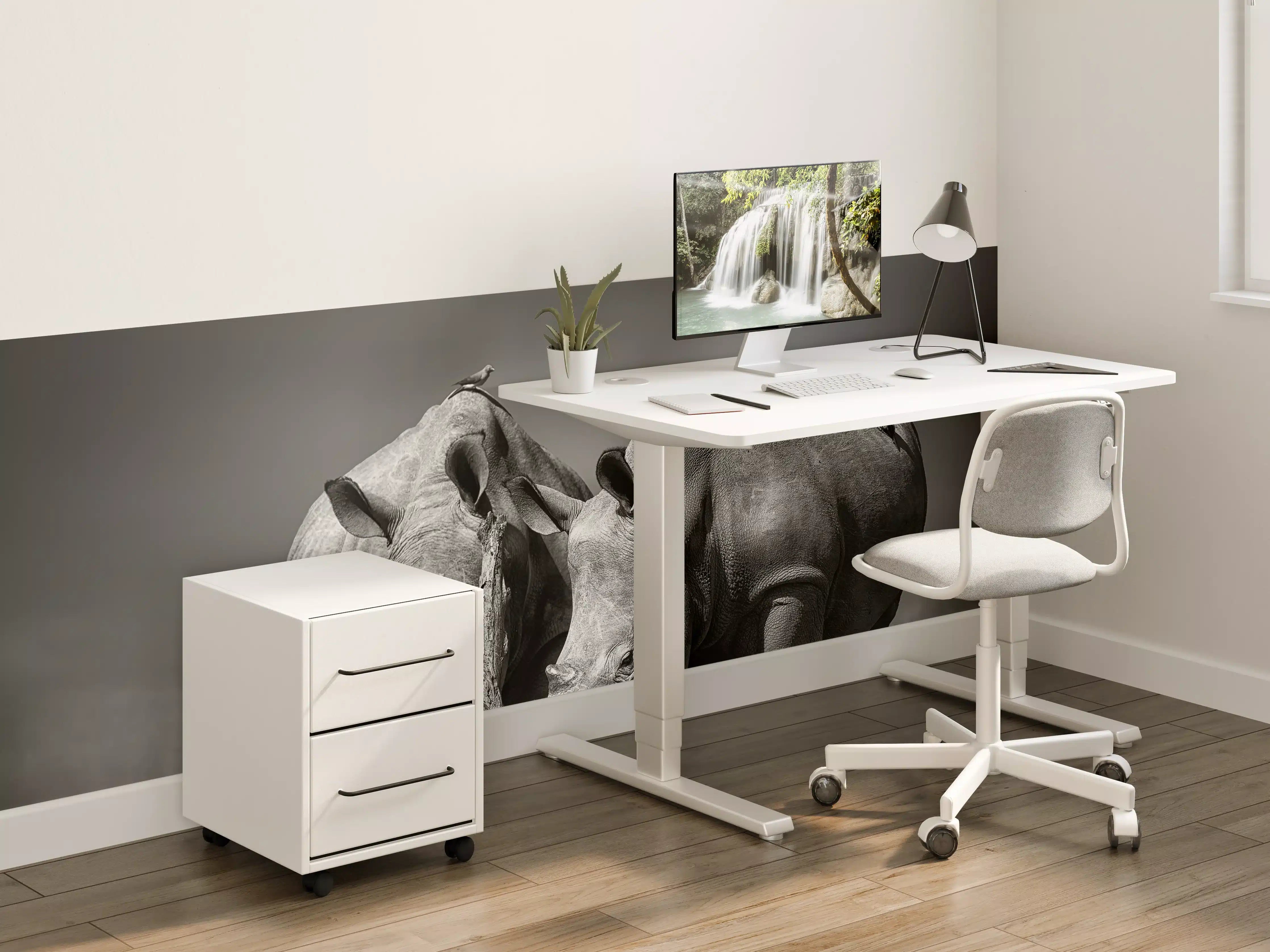 Kinderzimmer Wandgestaltung - Schwarz-Weiß-Nashörner mit fliegenden Vögeln