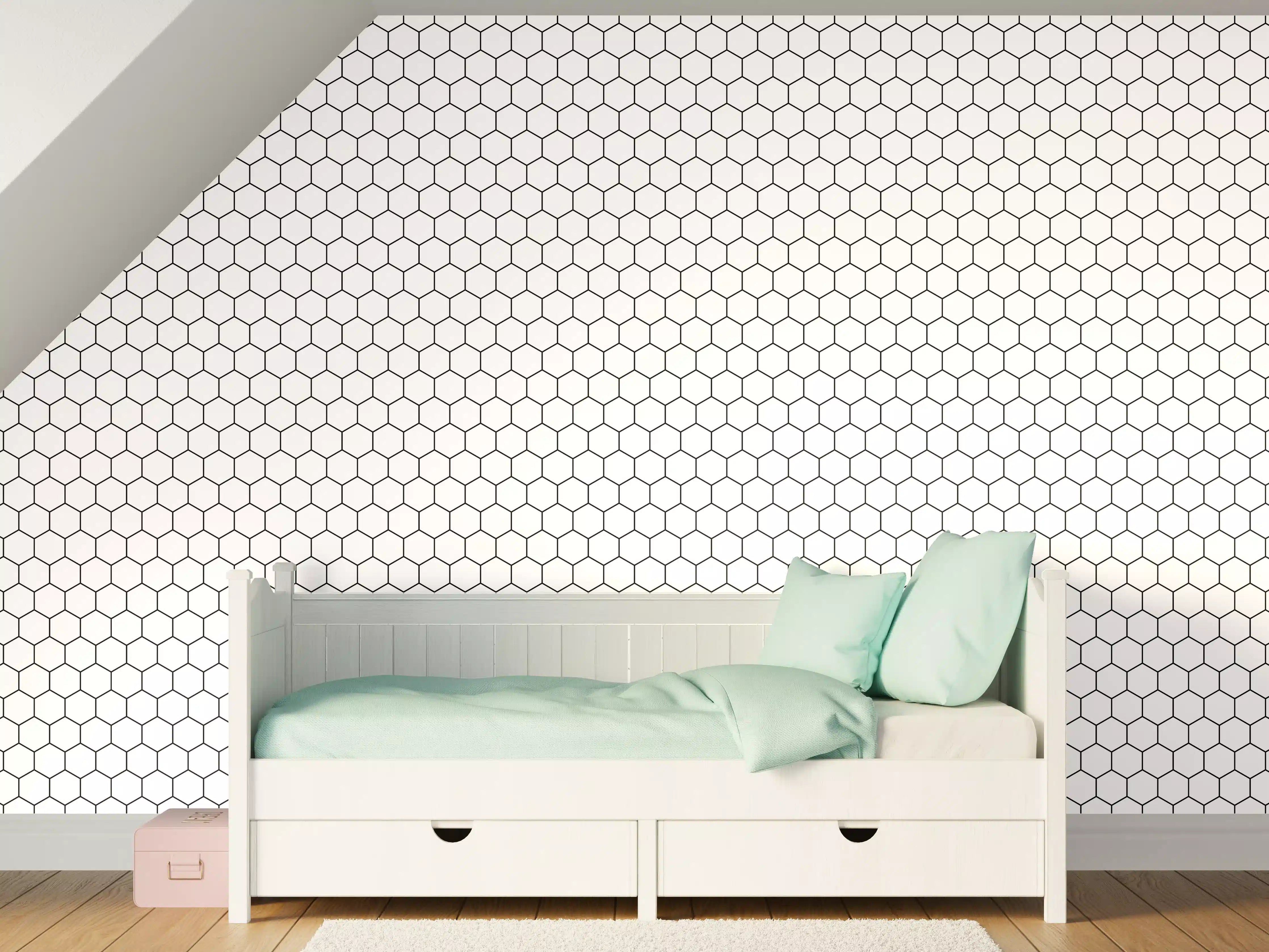 Kinderzimmer Wandgestaltung - Schwarz-Weiß Pixelmuster