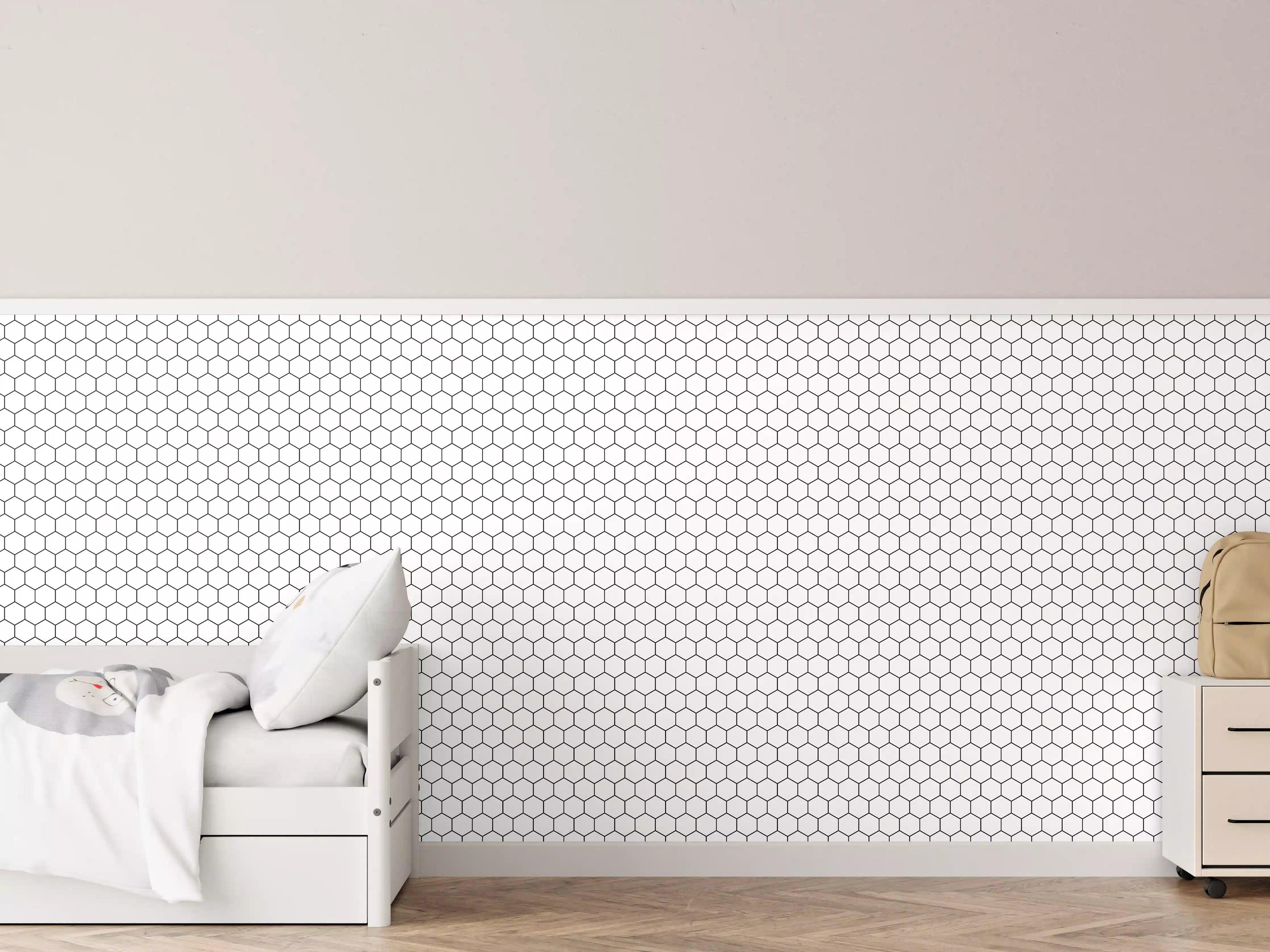 Kinderzimmer Wandgestaltung - Schwarz-Weiß Pixelmuster