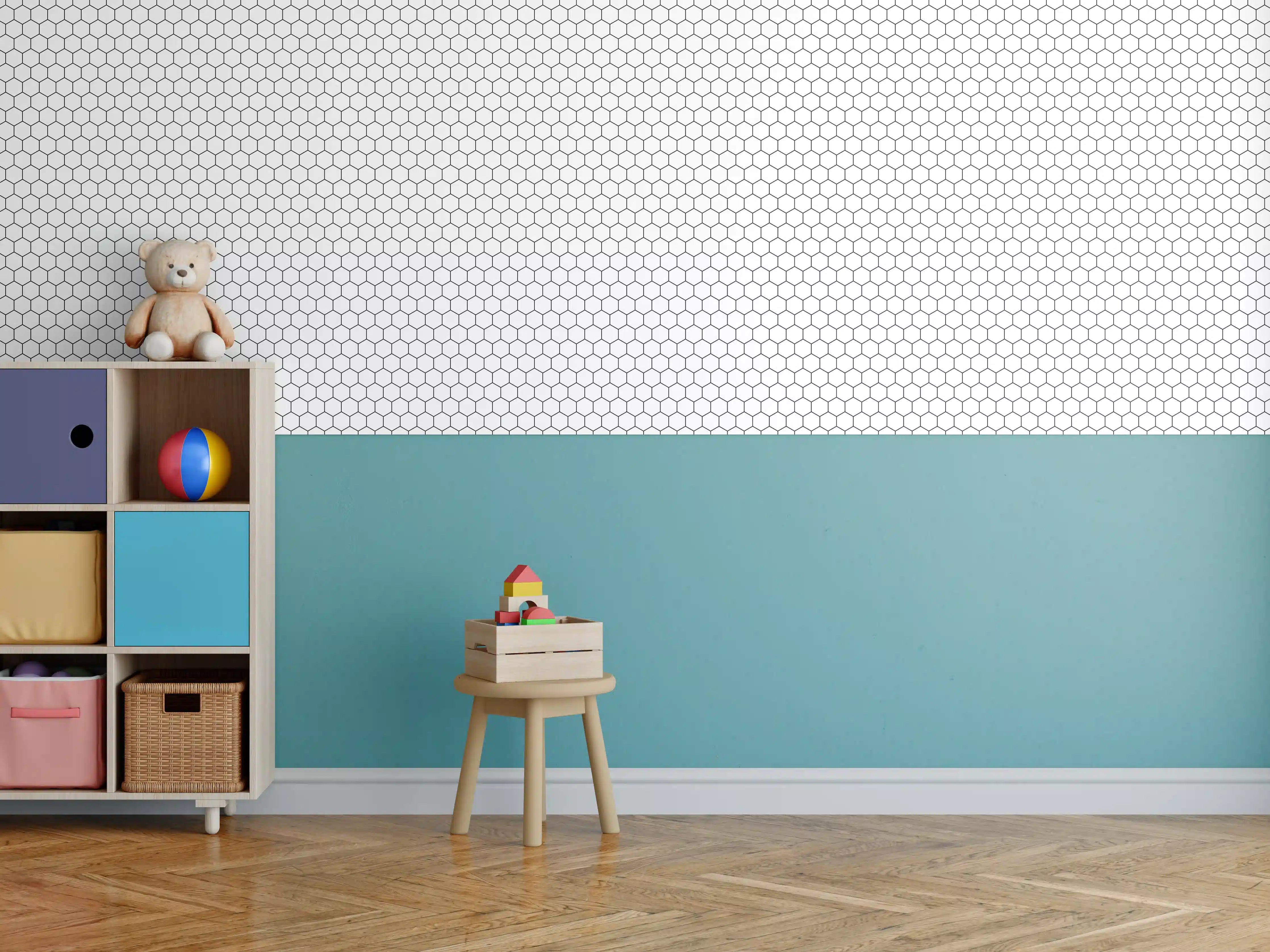 Kinderzimmer Wandgestaltung - Schwarz-Weiß Pixelmuster