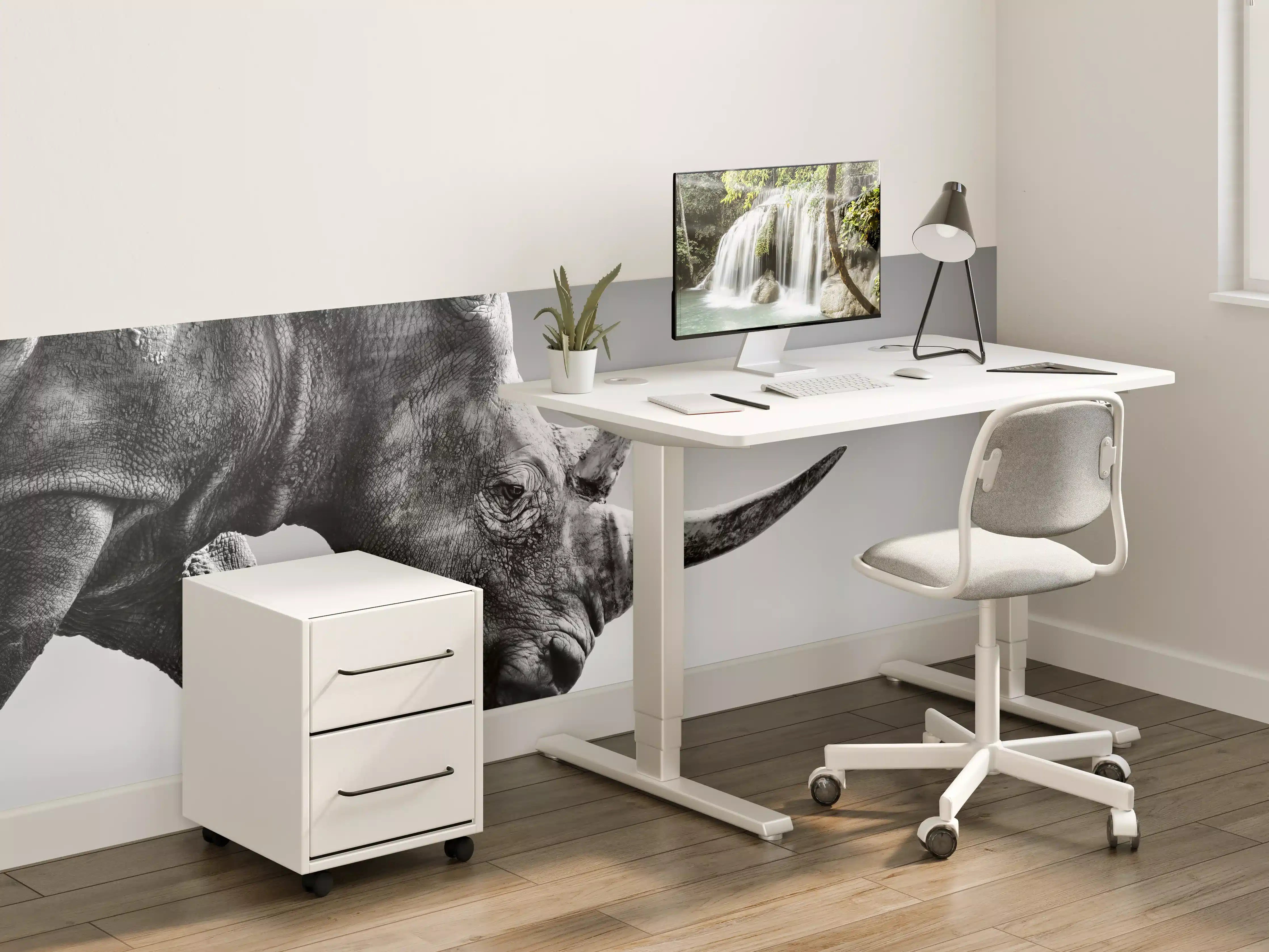 Kinderzimmer Wandgestaltung - Schwarz-Weiß-Rhino in Nahaufnahme
