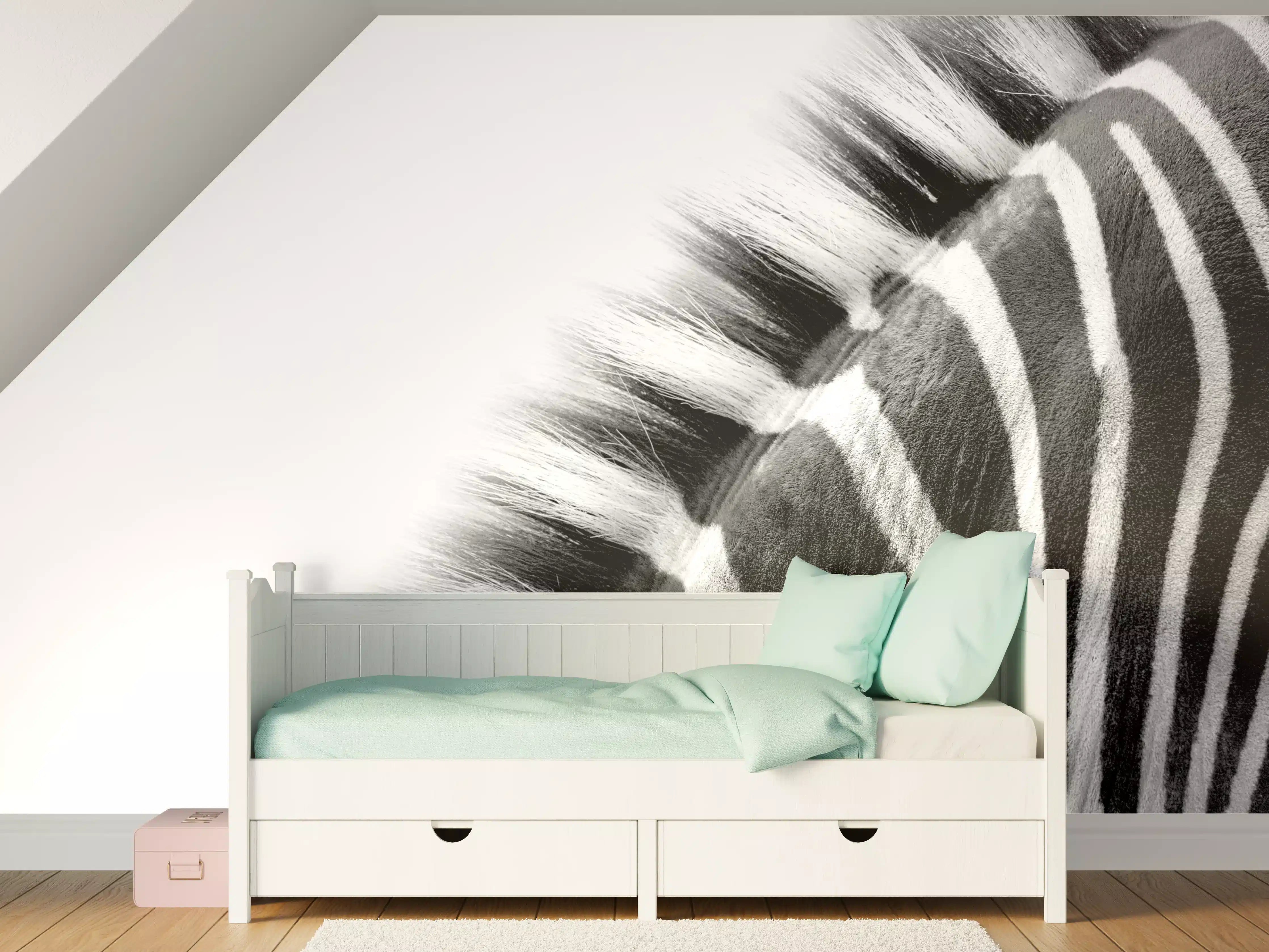 Kinderzimmer Wandgestaltung - Schwarz-Weiß-Textur mit gestricheltem Muster