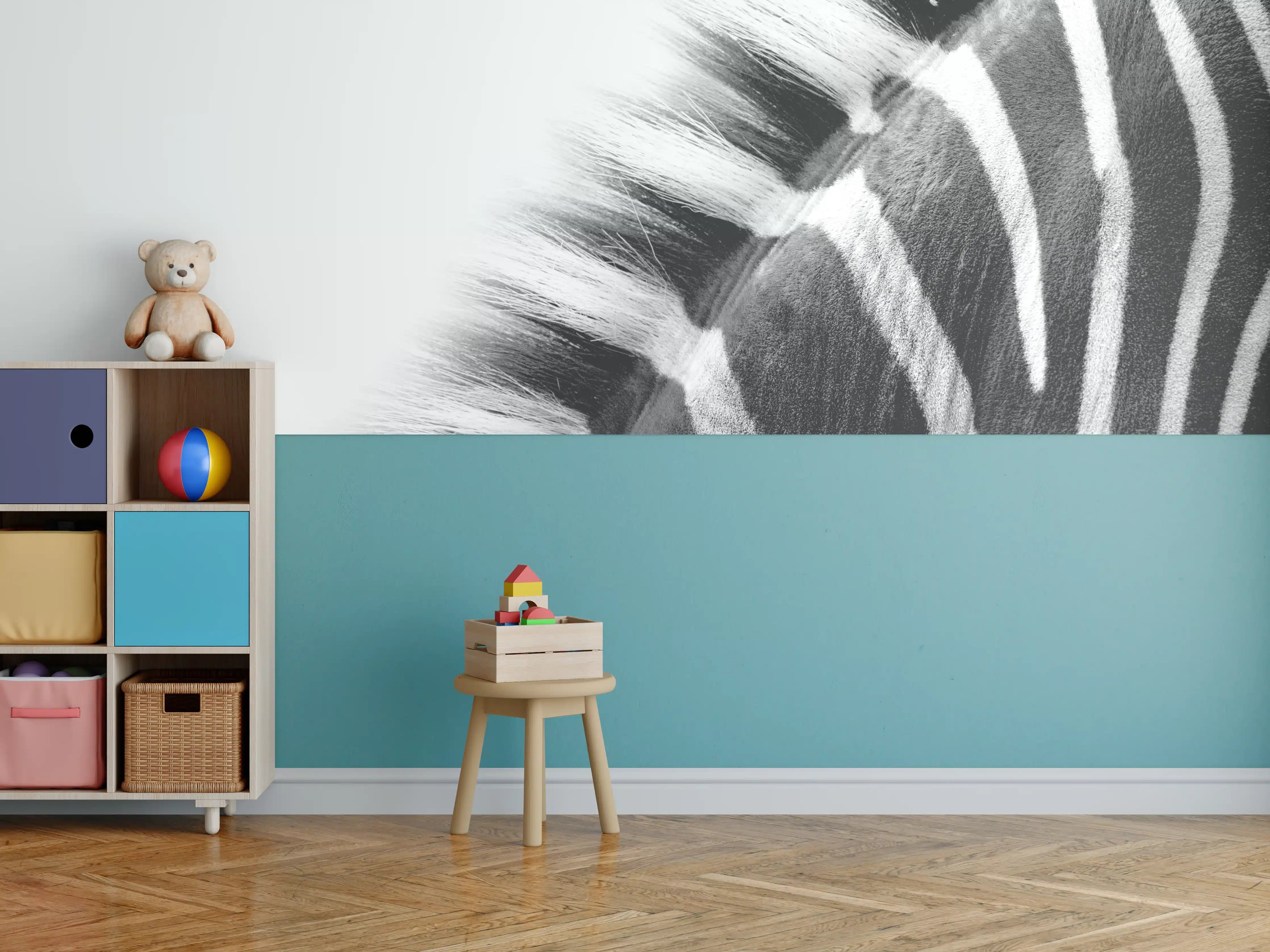 Kinderzimmer Wandgestaltung - Schwarz-Weiß-Textur mit gestricheltem Muster