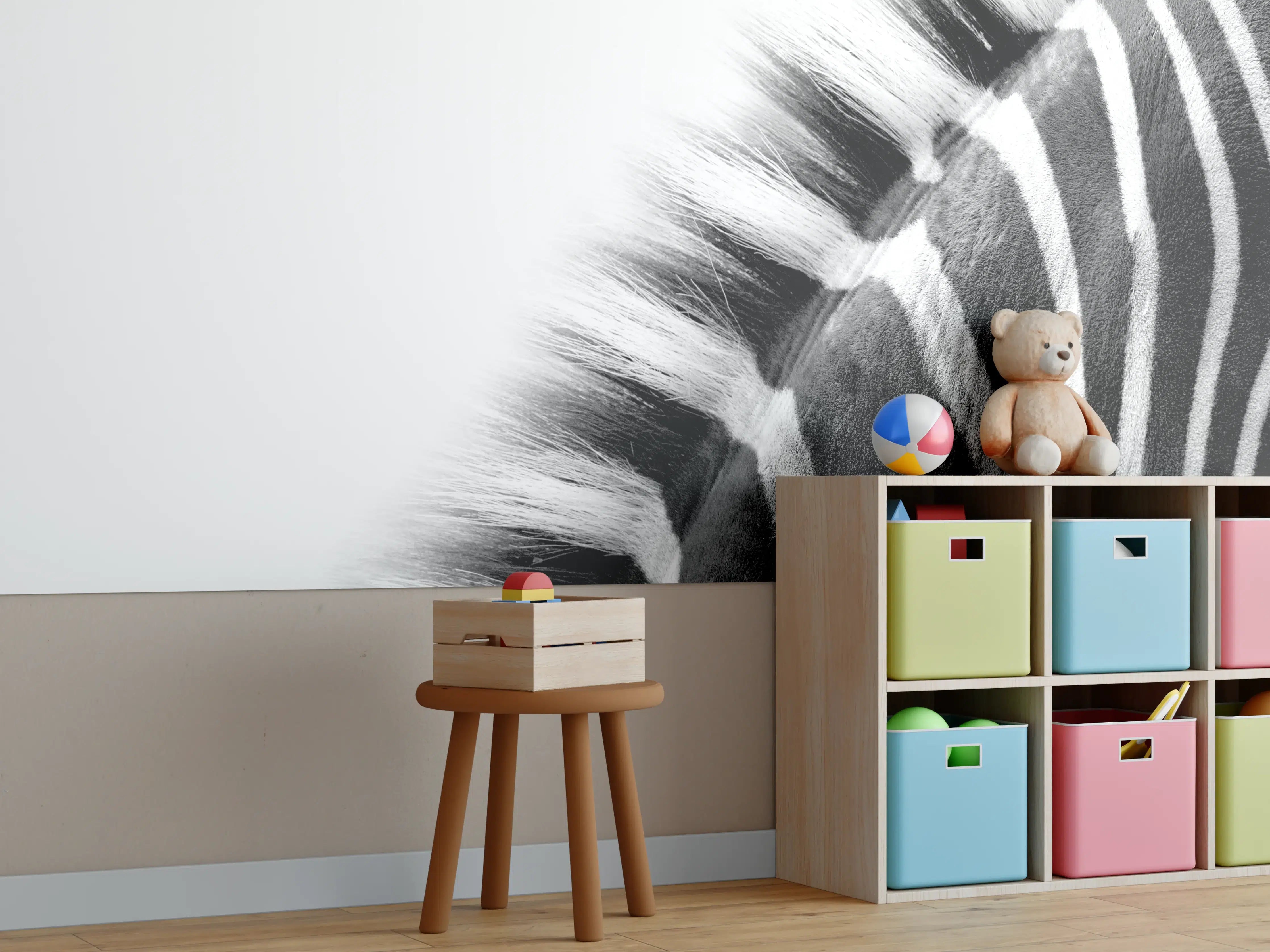 Kinderzimmer Wandgestaltung - Schwarz-Weiß-Textur mit gestricheltem Muster