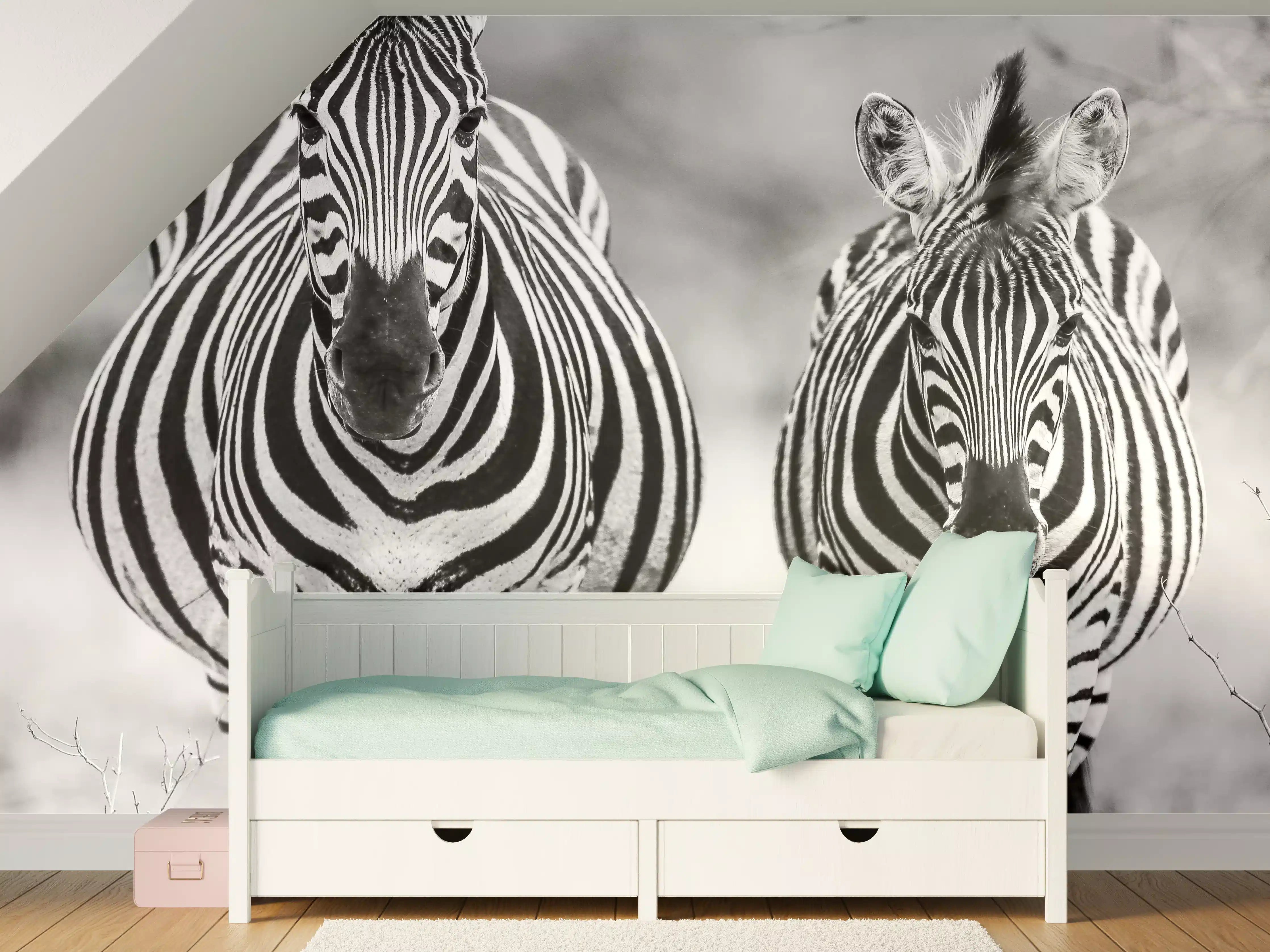 Kinderzimmer Wandgestaltung - Schwarz-Weiß Zebrapaar