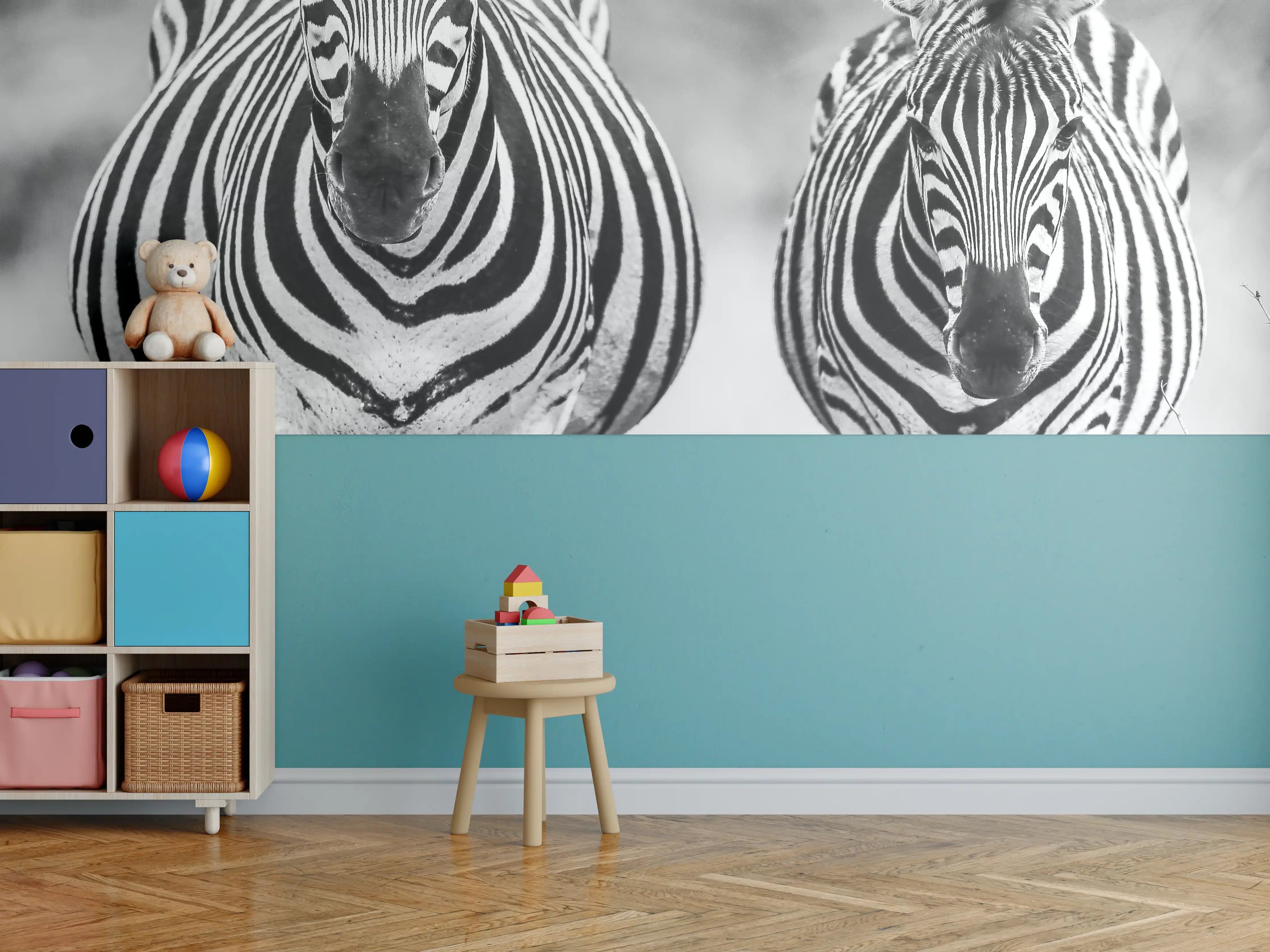 Kinderzimmer Wandgestaltung - Schwarz-Weiß Zebrapaar