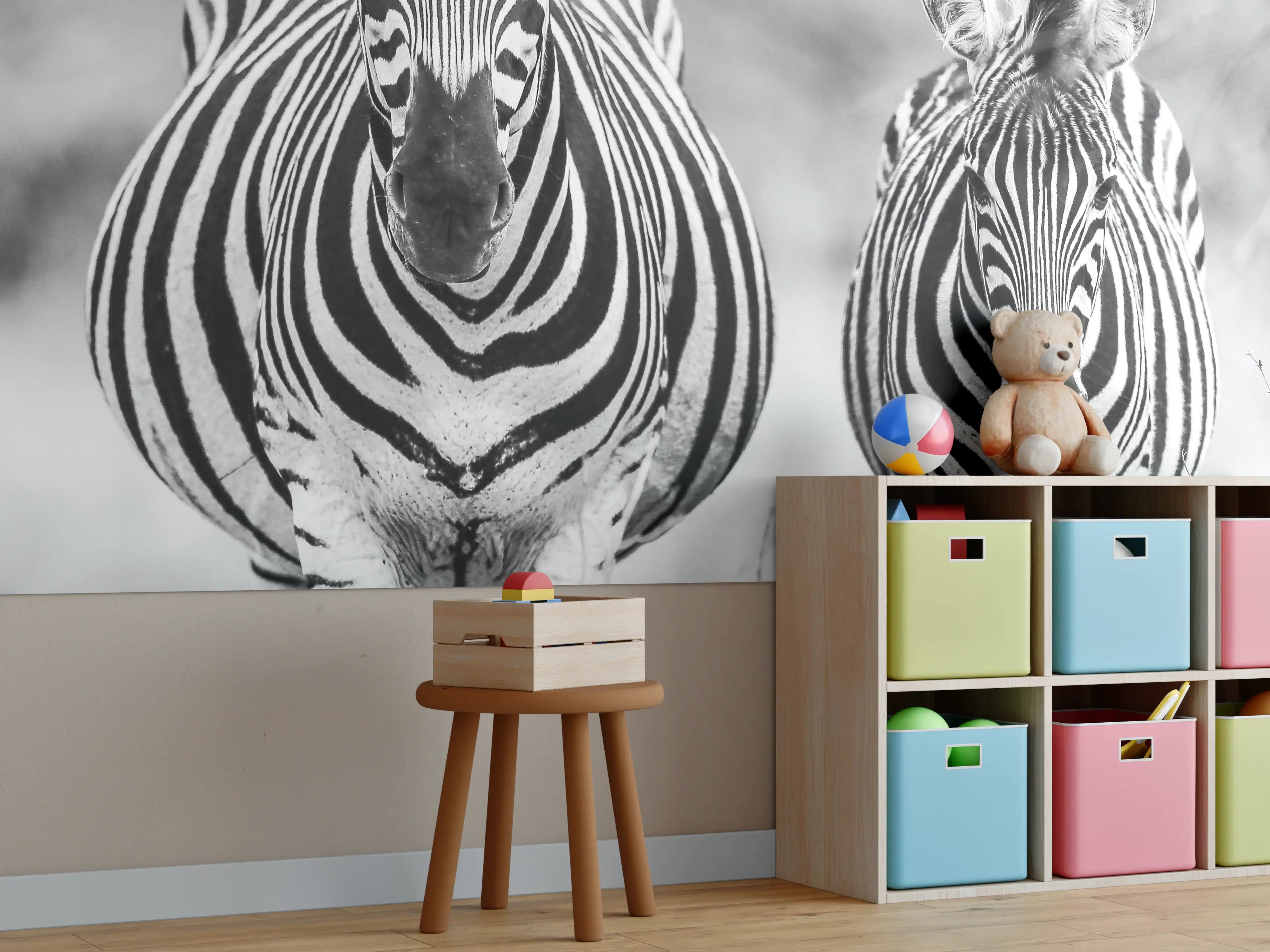 Kinderzimmer Wandgestaltung - Schwarz-Weiß Zebrapaar