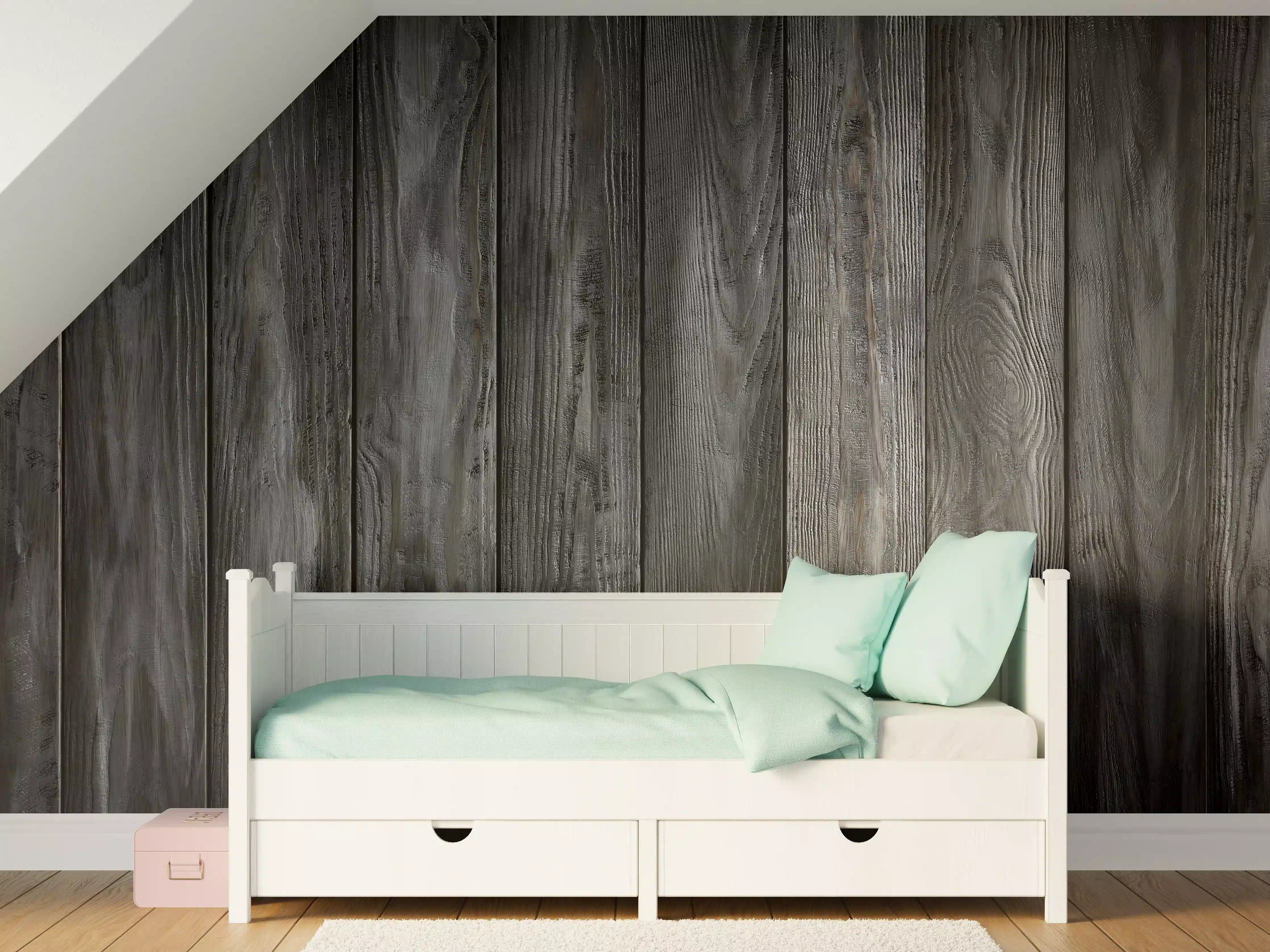 Kinderzimmer Wandgestaltung - Schwarz lackierte Holzbretter