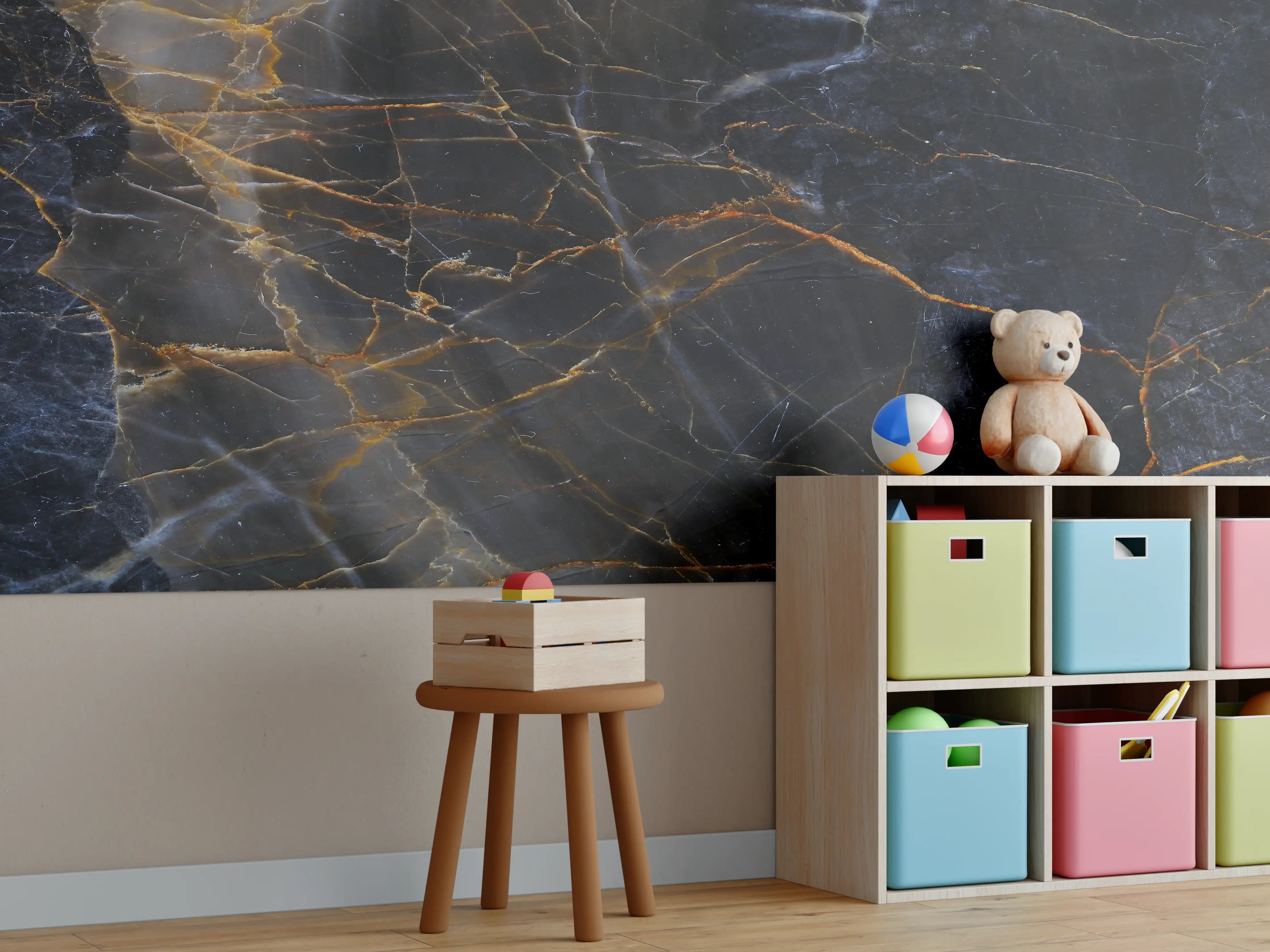 Kinderzimmer Wandgestaltung - Schwarz und braune Marmor Textur aus Russland