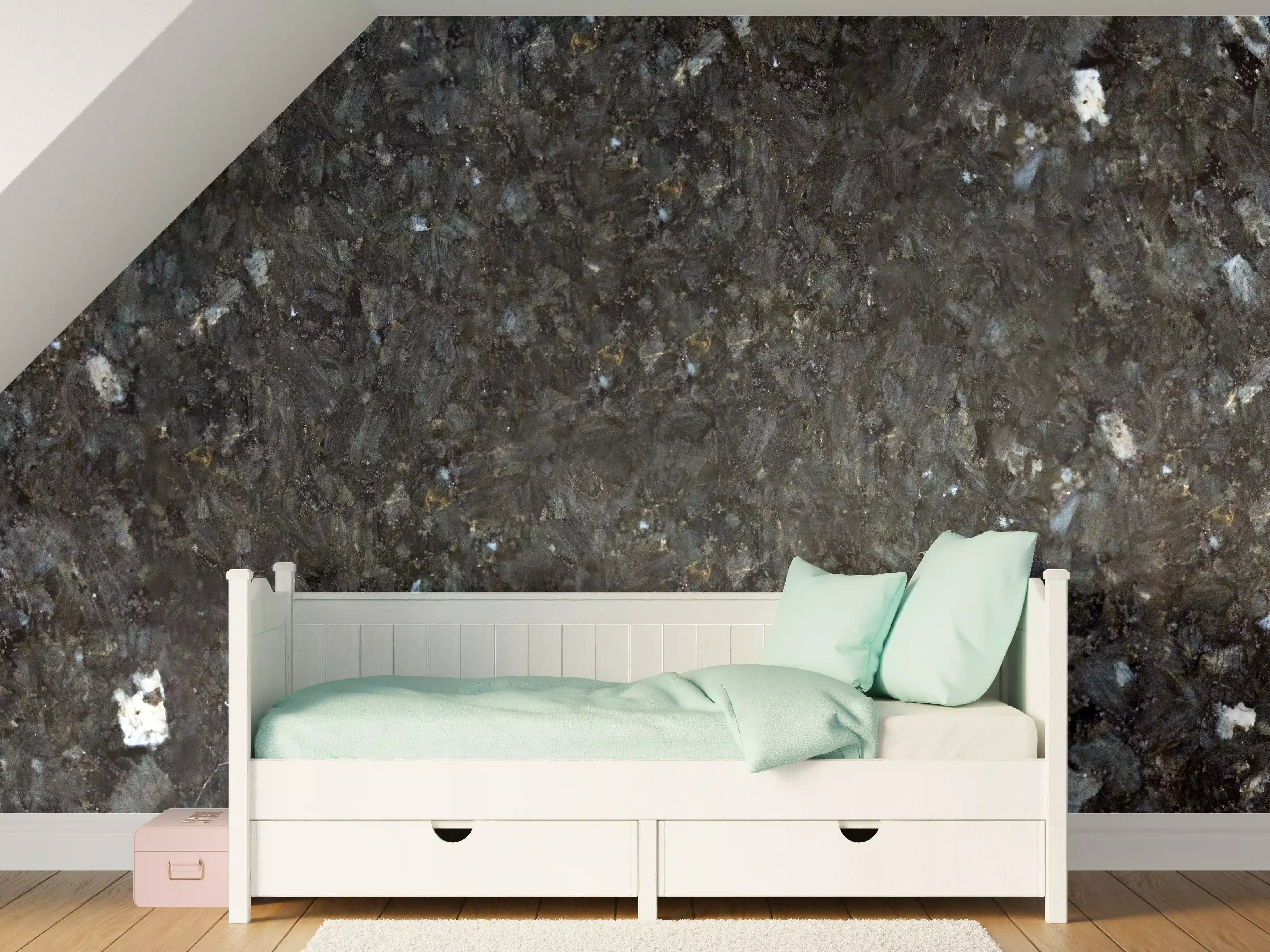 Kinderzimmer Wandgestaltung - Schwarze Granitwand