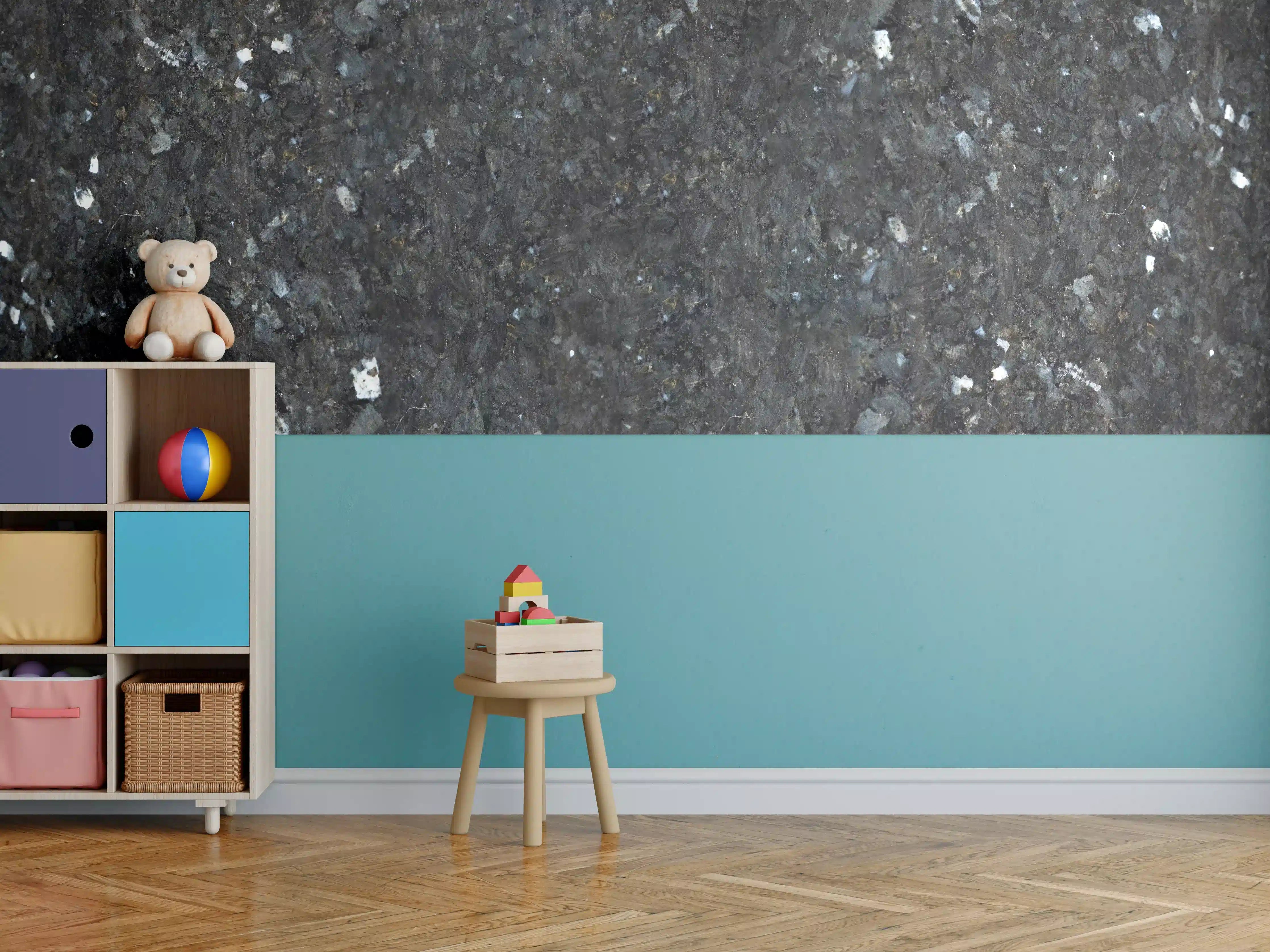 Kinderzimmer Wandgestaltung - Schwarze Granitwand