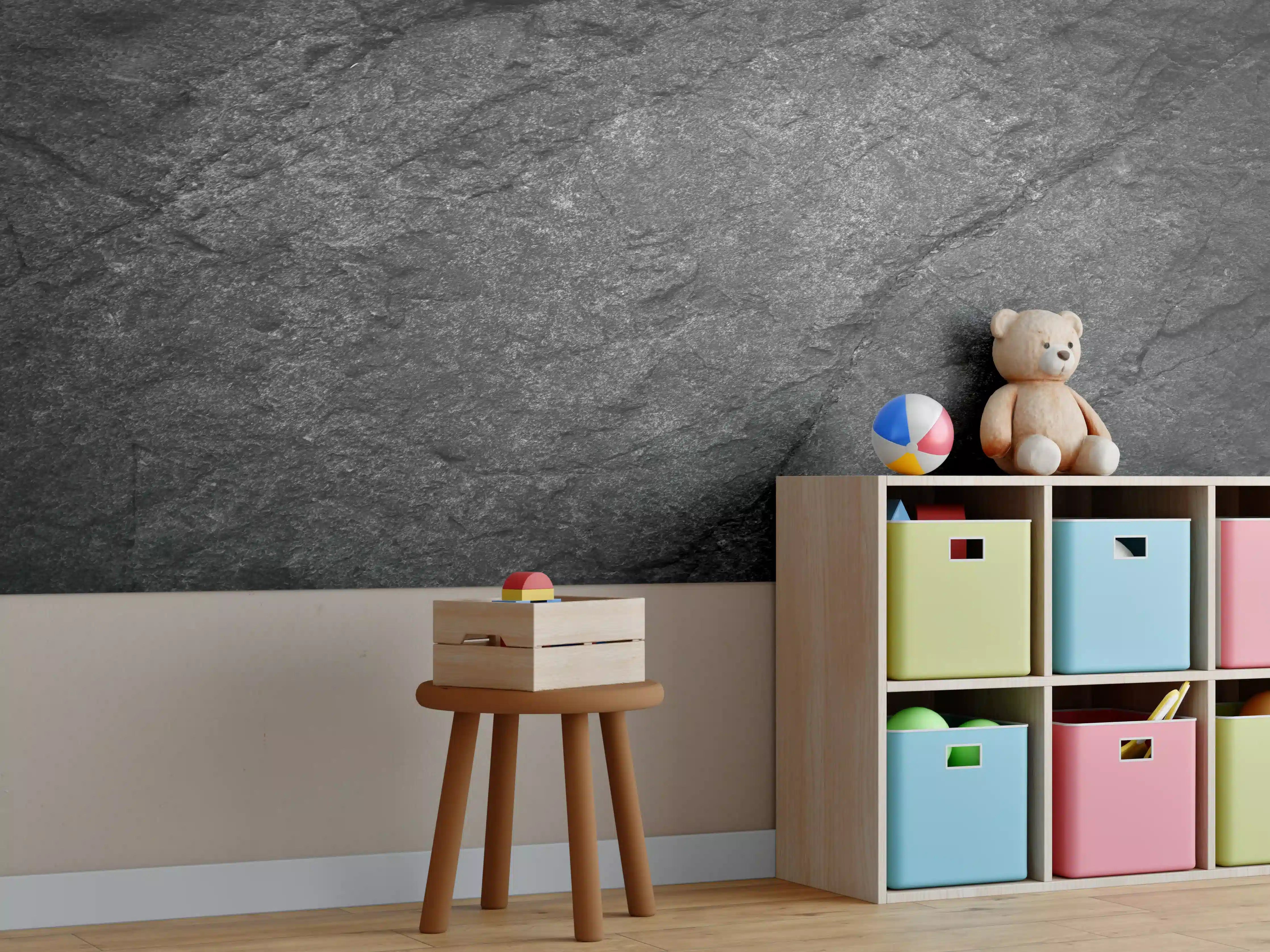 Kinderzimmer Wandgestaltung - Schwarze Schieferplatte
