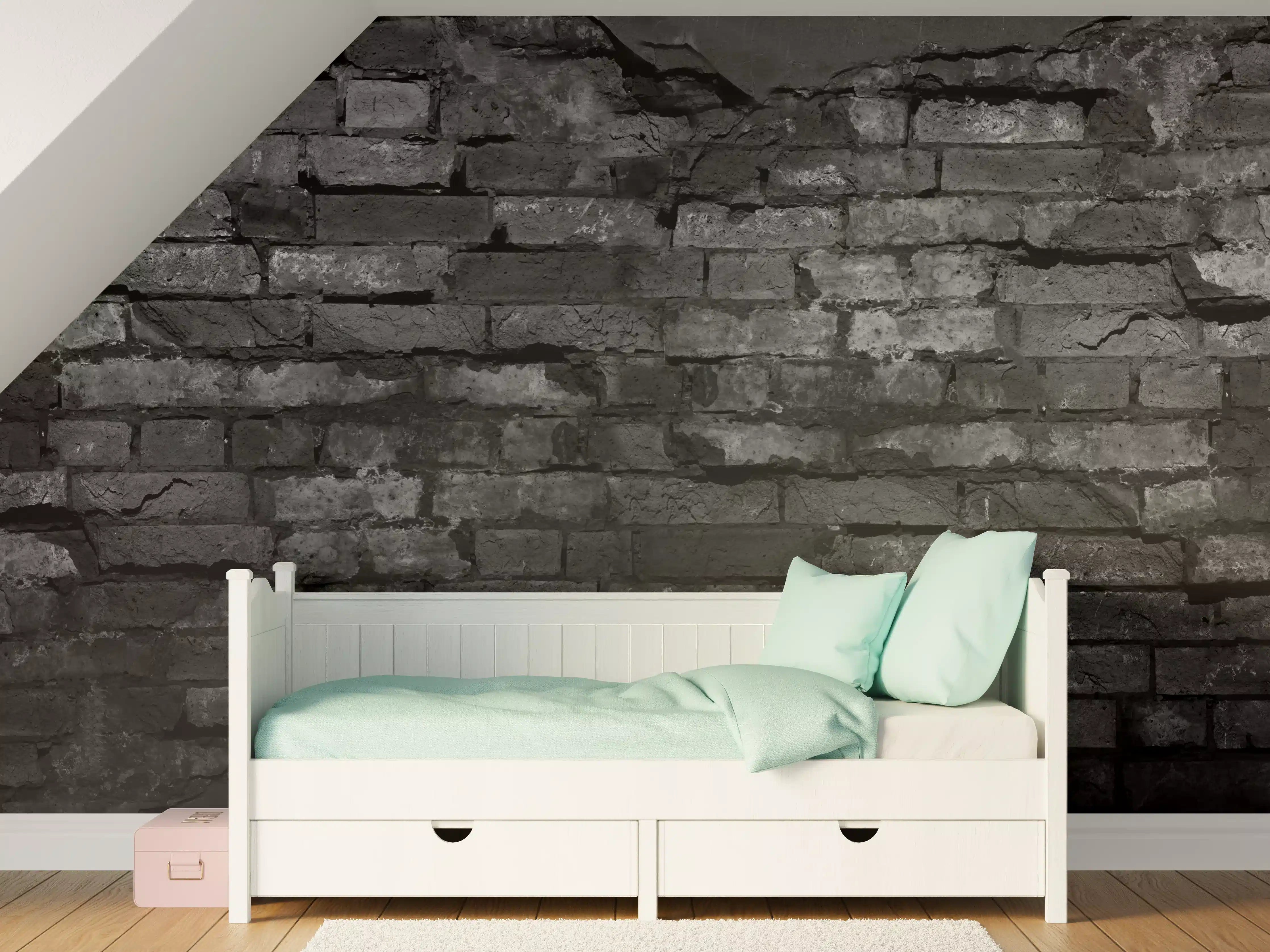Kinderzimmer Wandgestaltung - Schwarze alte Backsteinmauer
