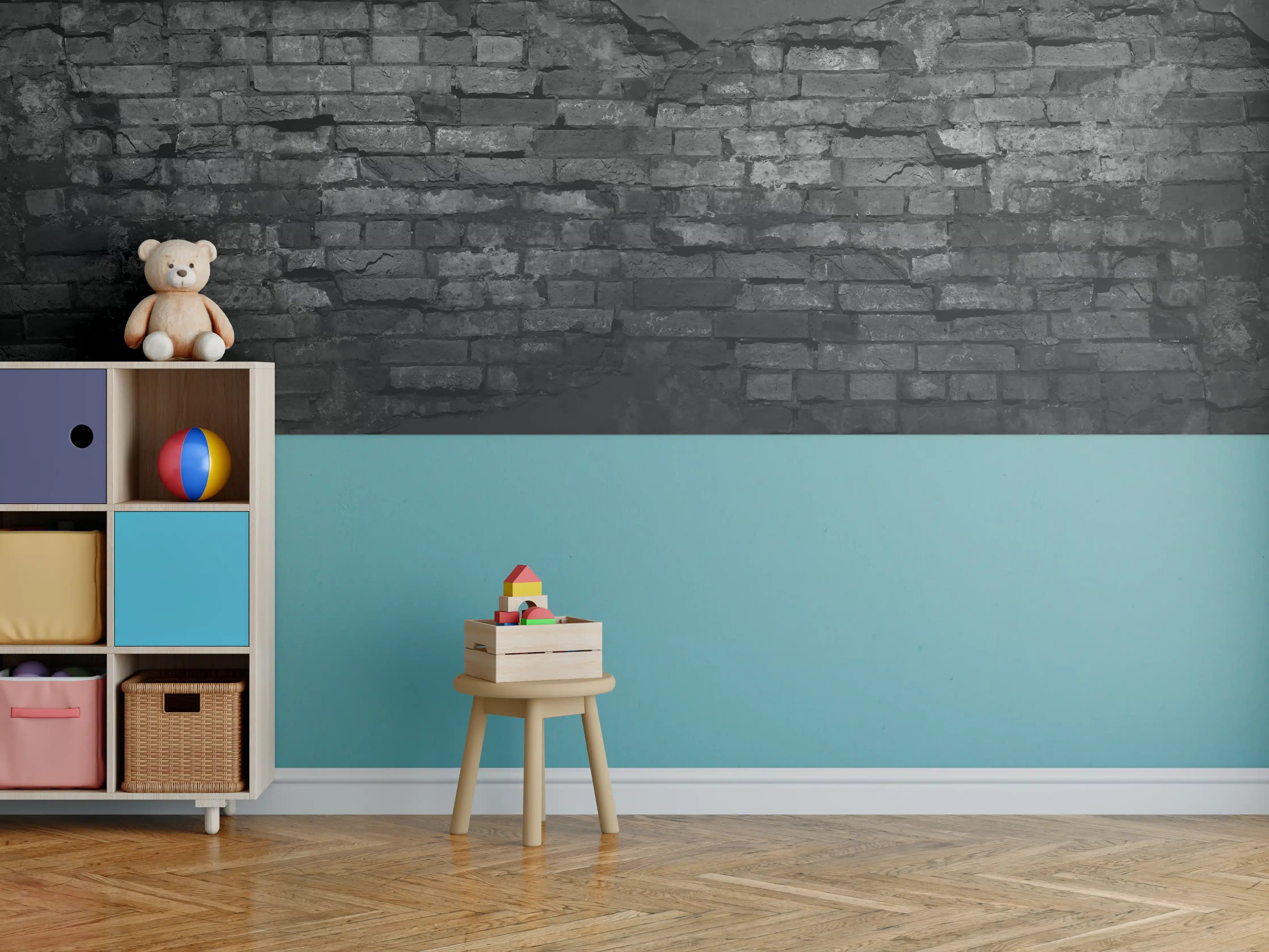 Kinderzimmer Wandgestaltung - Schwarze alte Backsteinmauer